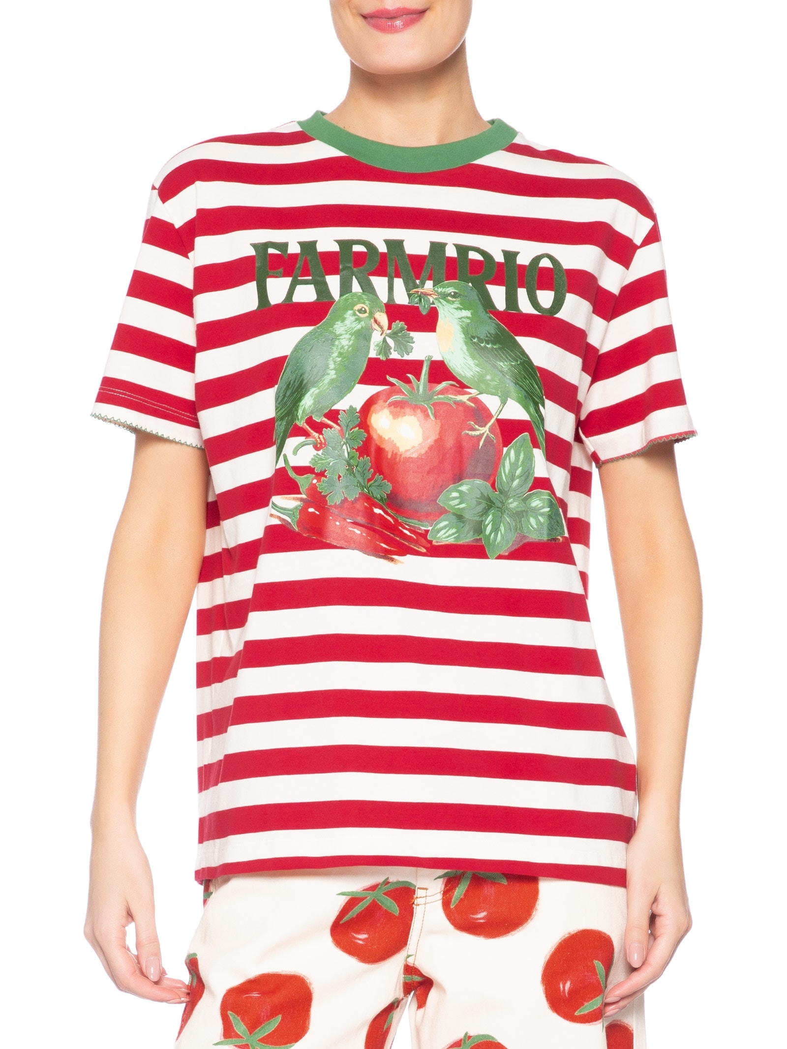 Camiseta Feminina Fit Pássaros Tomate Vermelho Farm