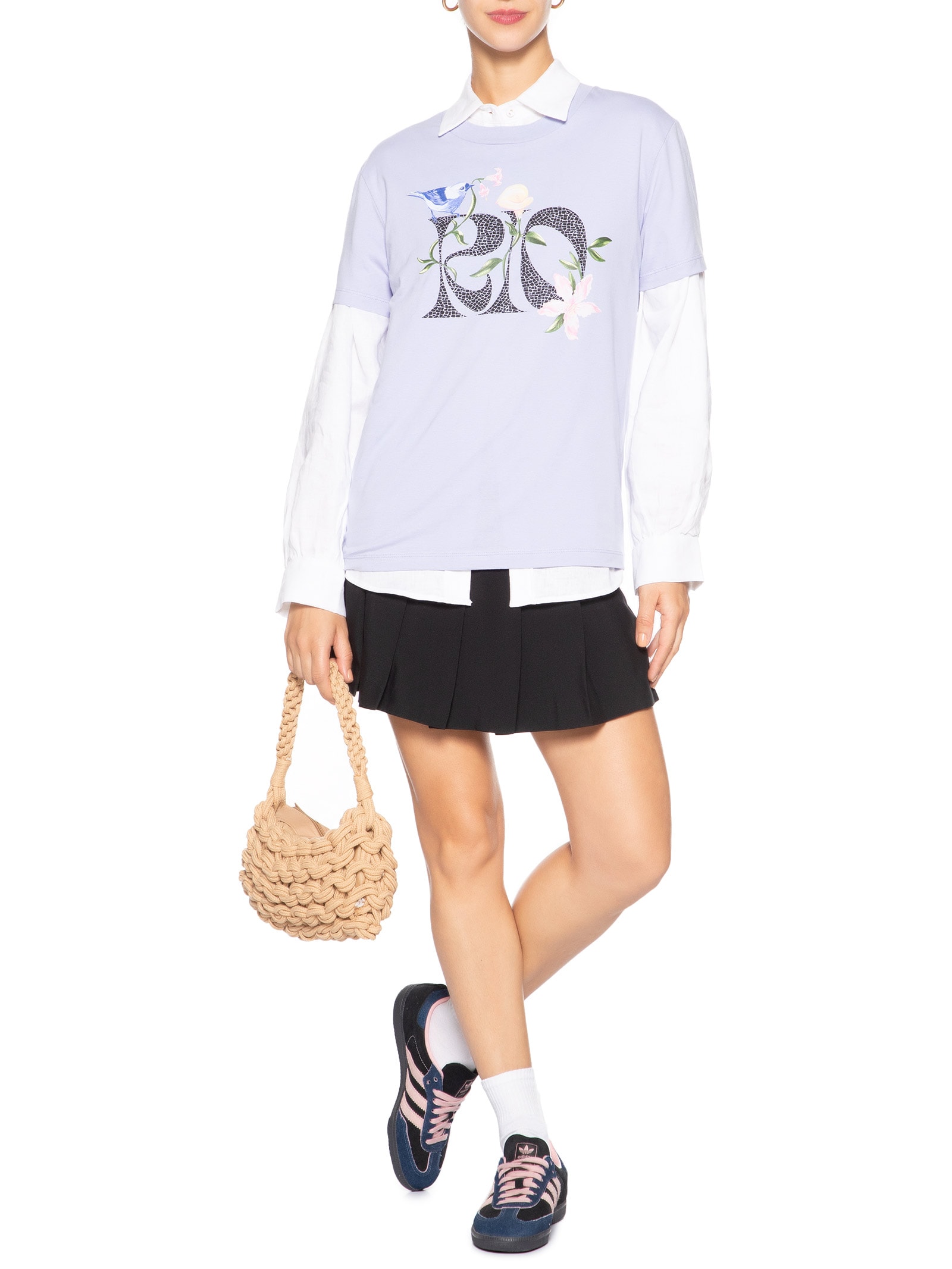 Camiseta Feminina Fit Rio Calçadão Flores Azul Farm