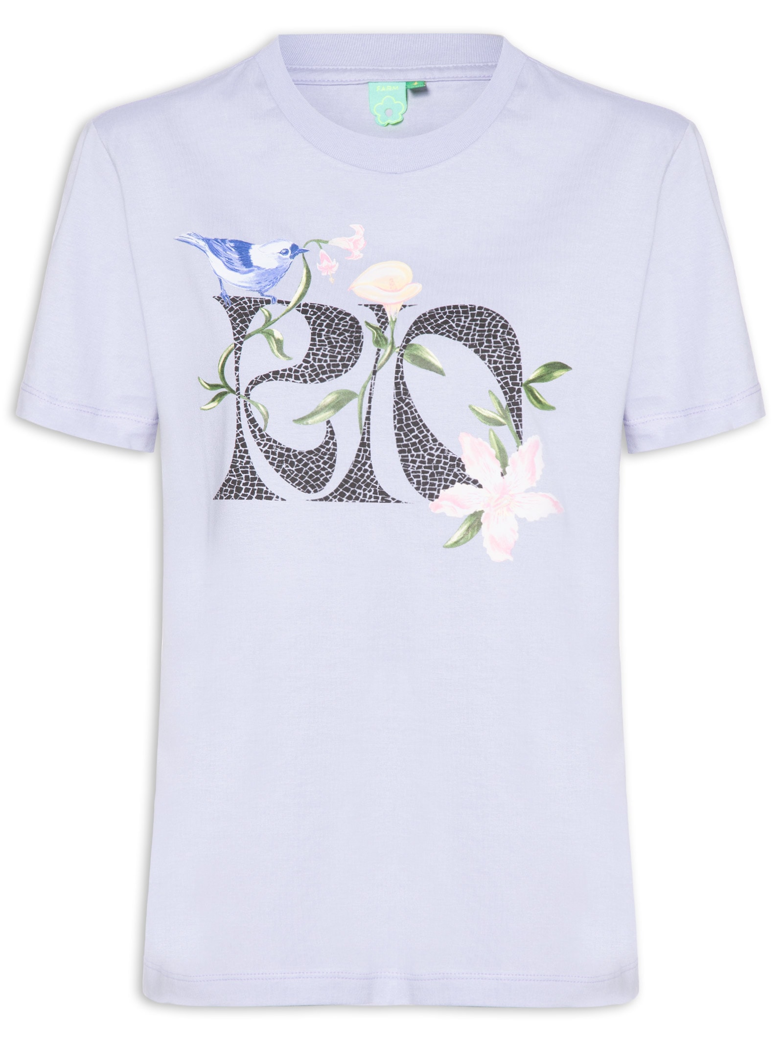 Camiseta Feminina Fit Rio Calçadão Flores Azul Farm
