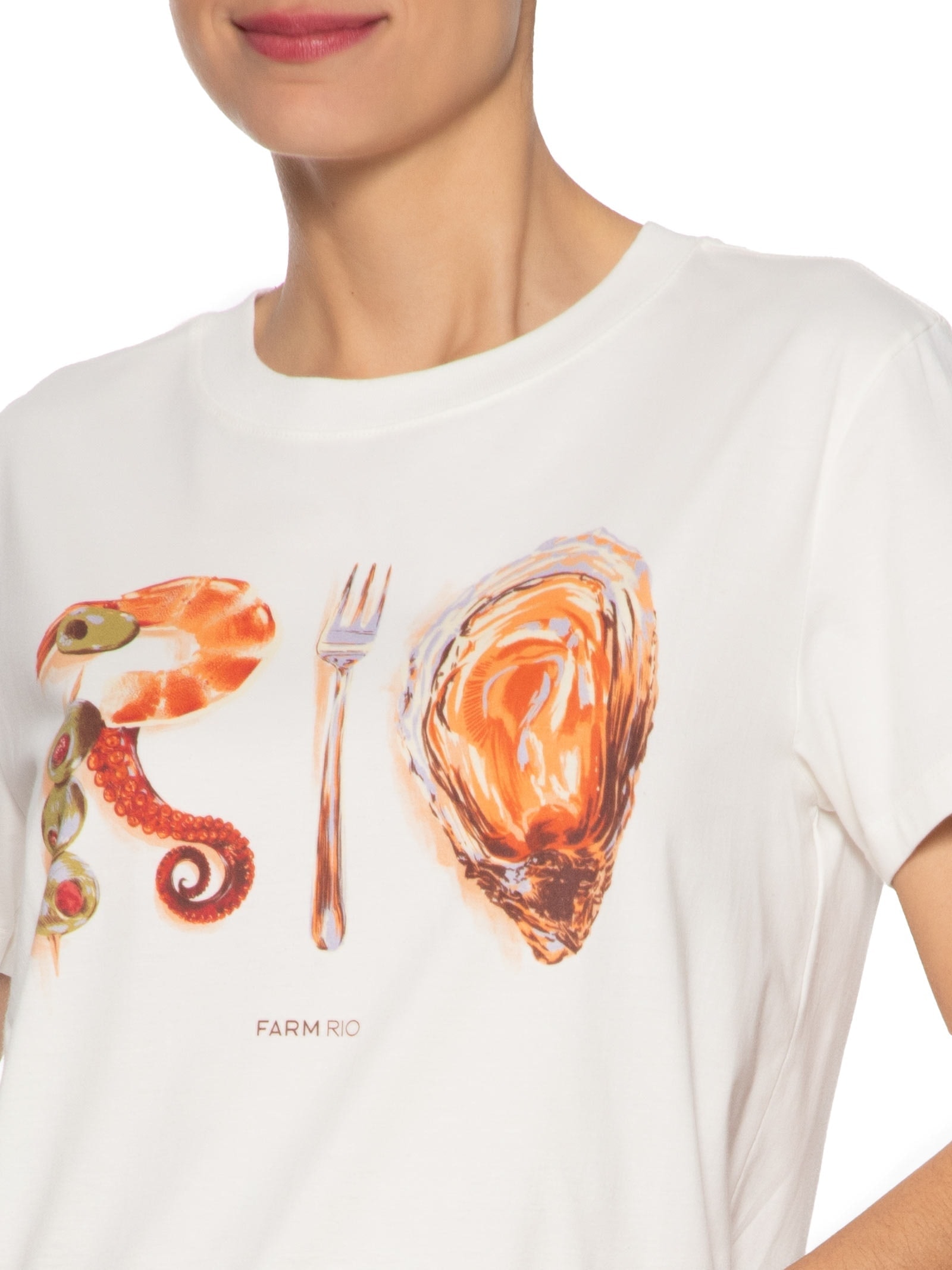 Camiseta Feminina Fit Rio Ostra Off White Farm