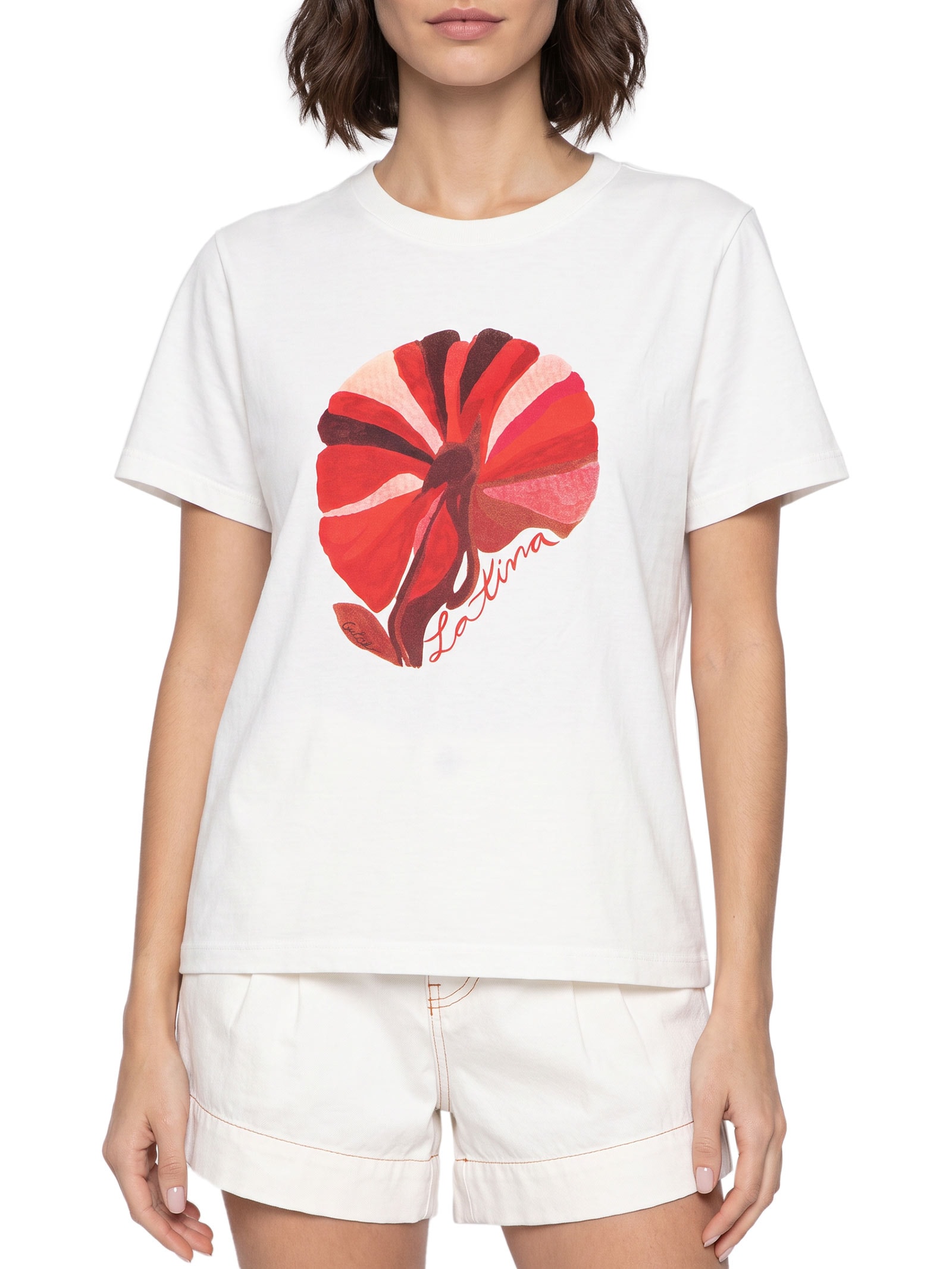 Camiseta Feminina Flor Latina Branco Cacay