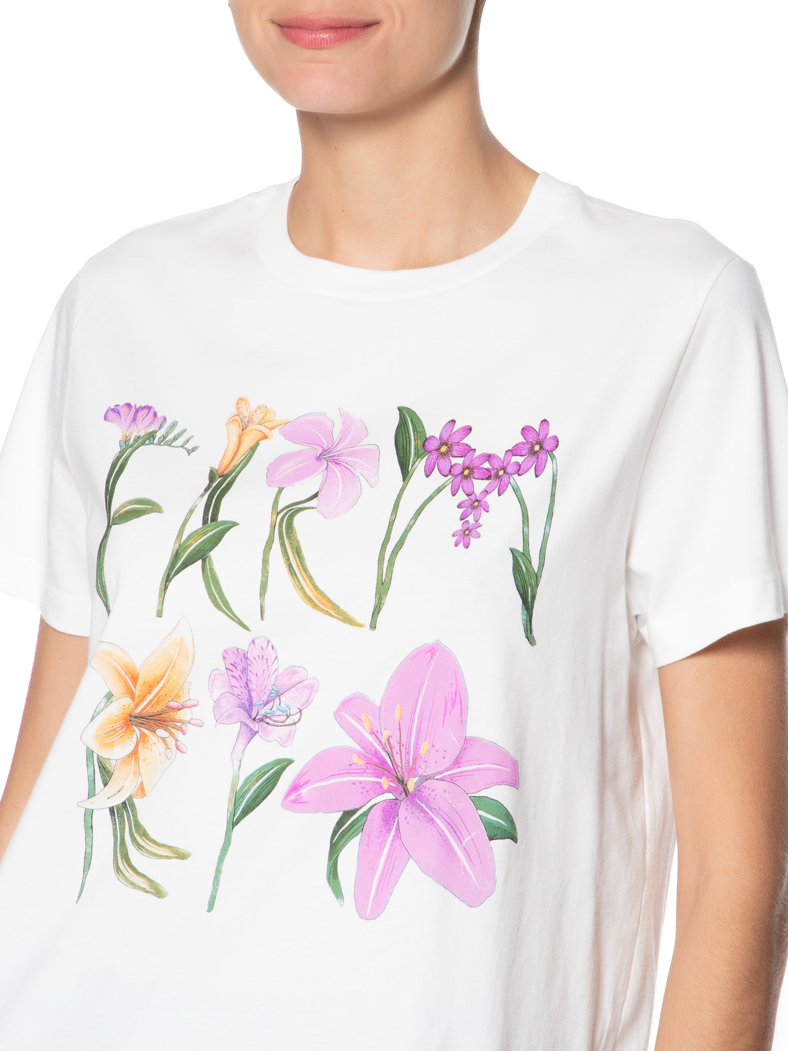 Camiseta Feminina Flores - Farm - Off White