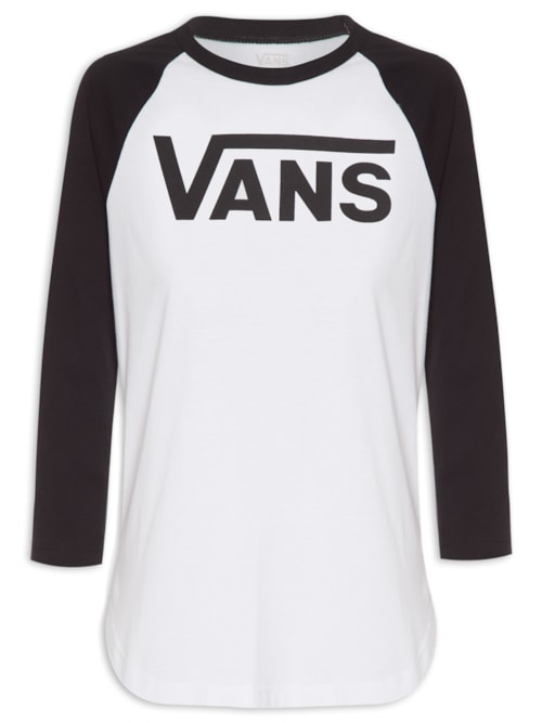 Camiseta Feminina Flying V 3/4 Raglan - Branco