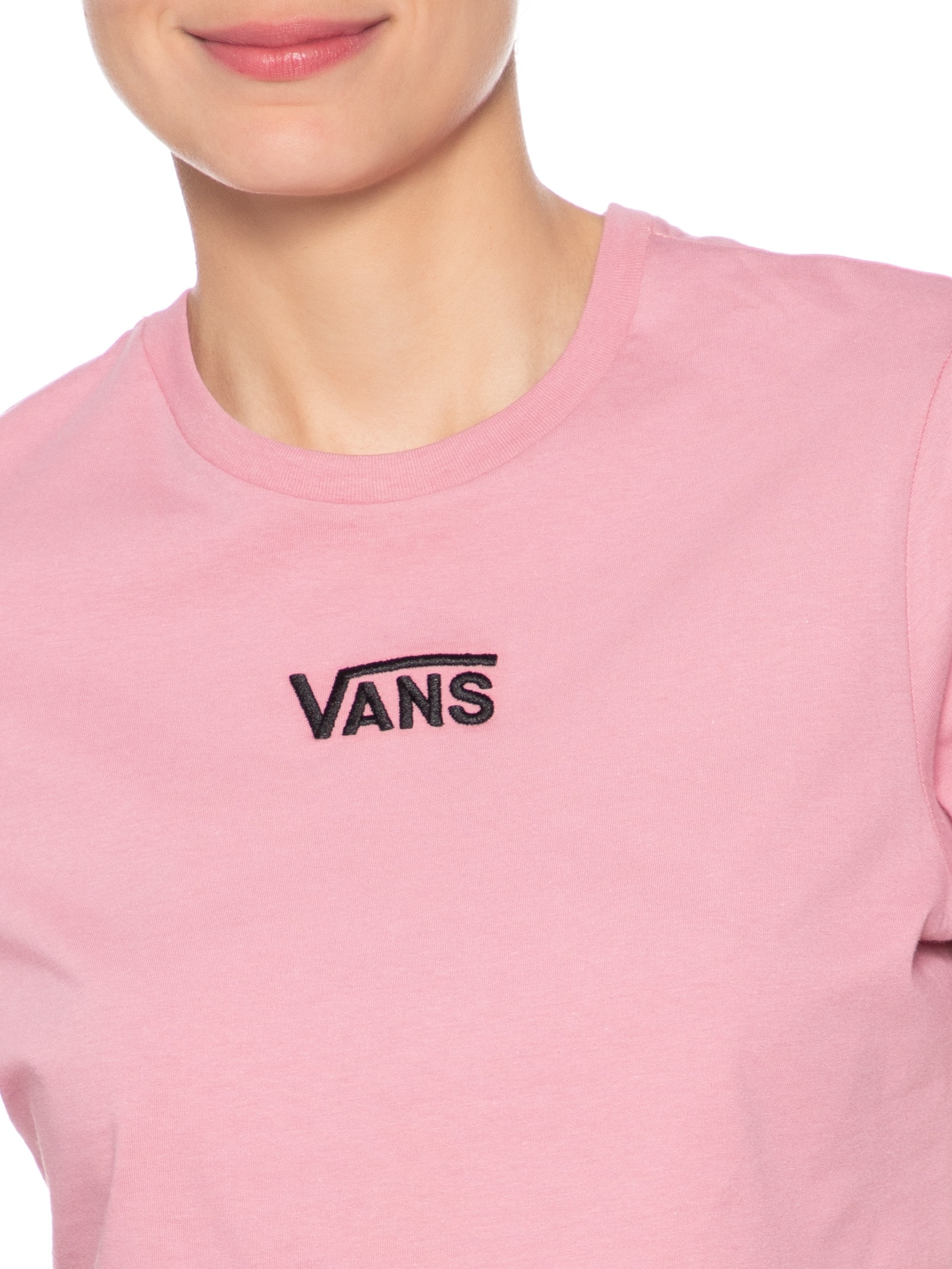 Camiseta Feminina Flying V Crew Crop II Rosa Vans