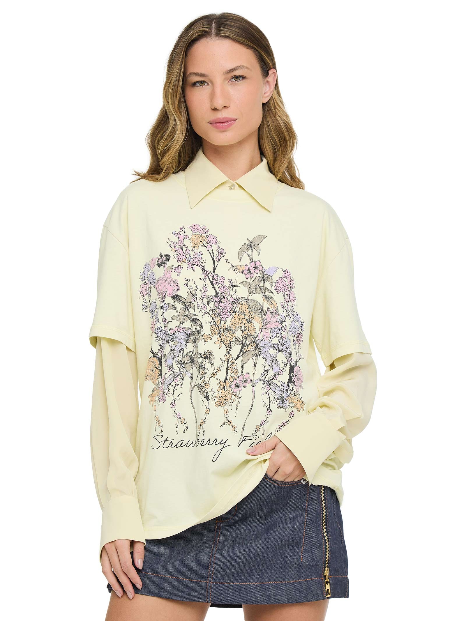 Camiseta Feminina Fun Straberry Fields Amarelo Animale