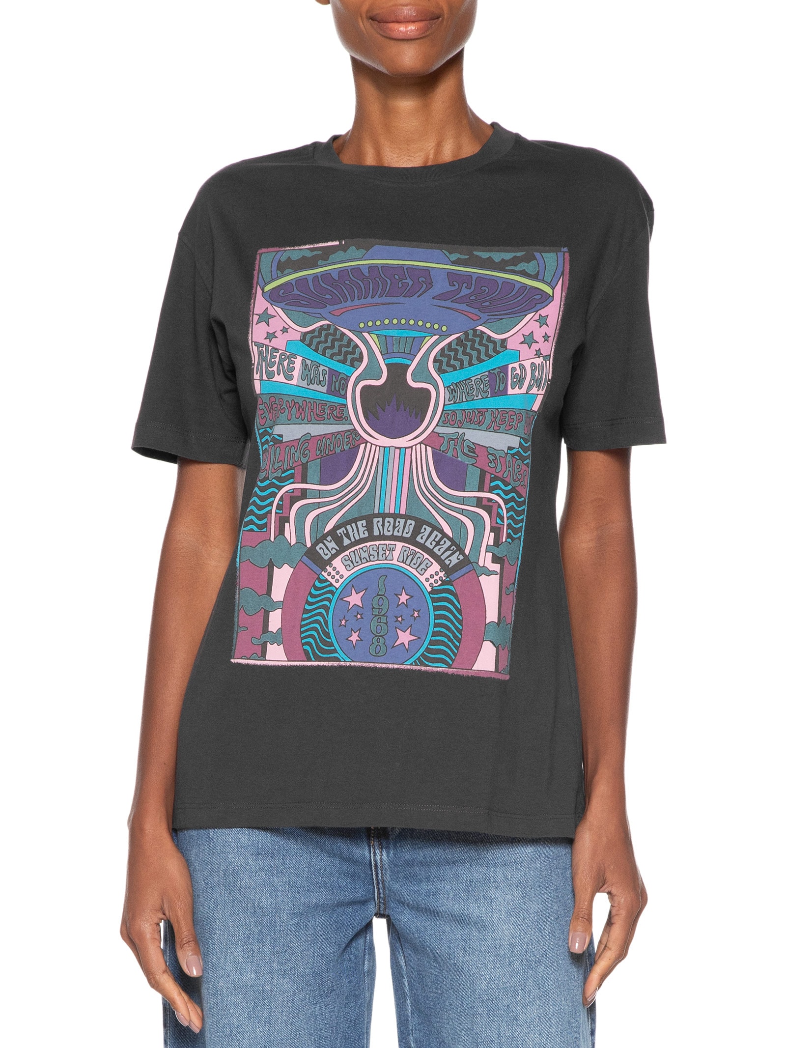 Camiseta Feminina Fun Summer Tour Stone Preto Animale