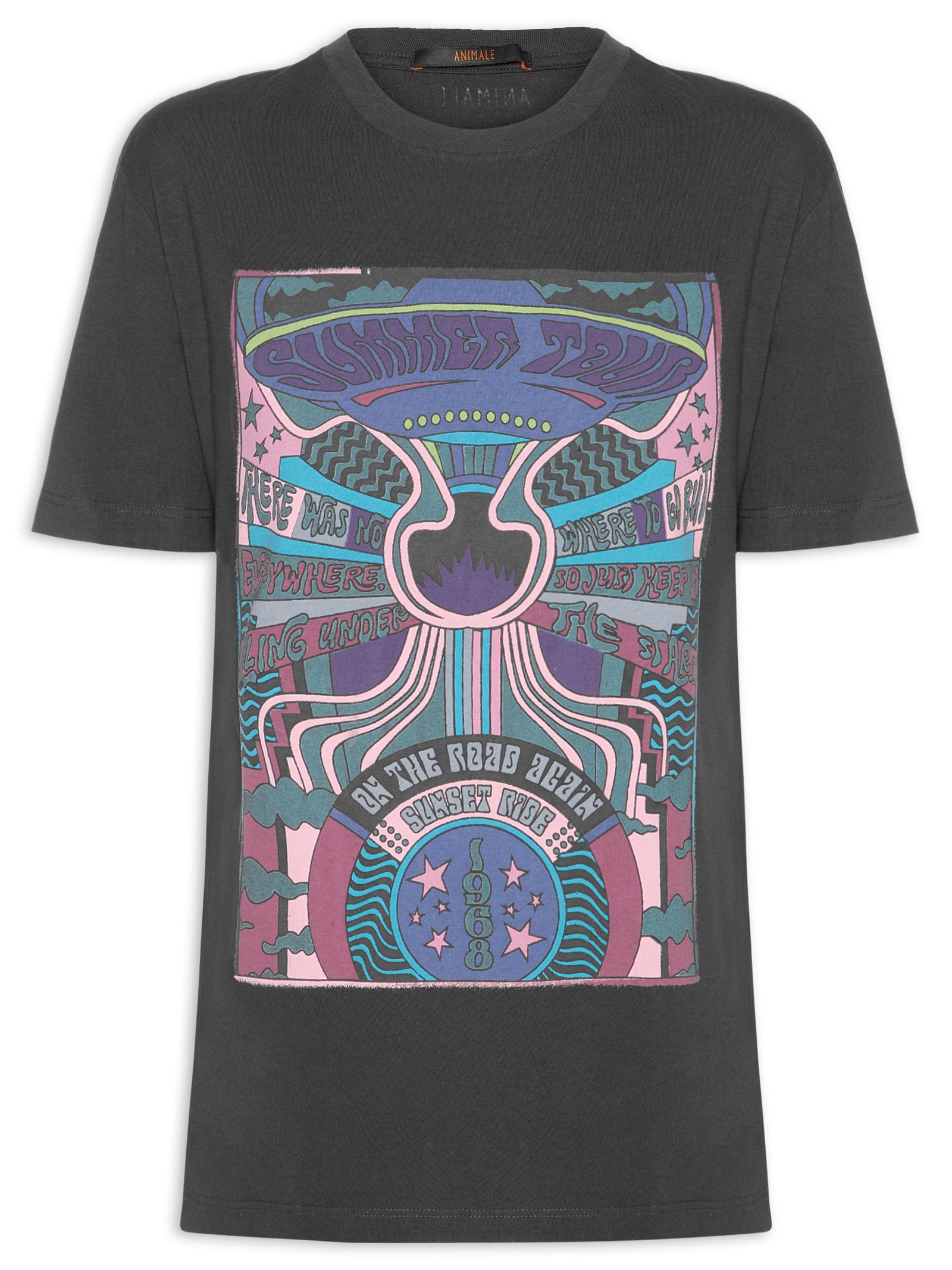 Camiseta Feminina Fun Summer Tour Stone Preto Animale