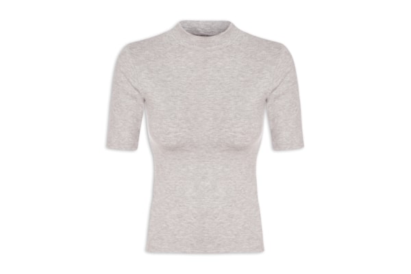 Camiseta Feminina Gola Alta - Cinza 