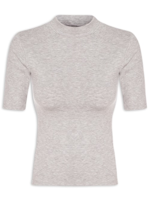Camiseta Feminina Gola Alta – Cinza