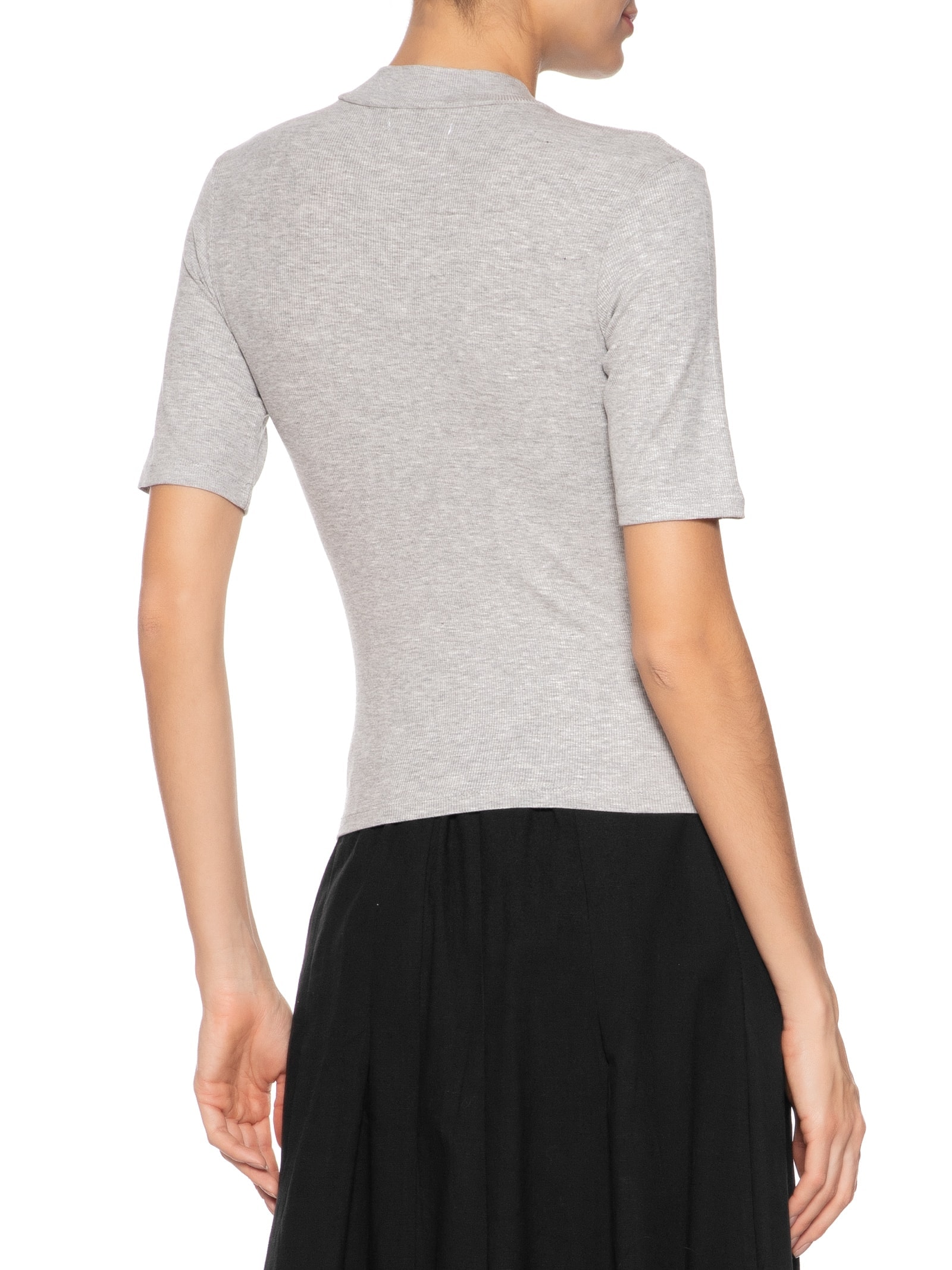 Camiseta Feminina Gola Alta Cinza  Basiq