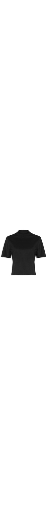 Camiseta Feminina Gola Alta Manga Curta - Preto