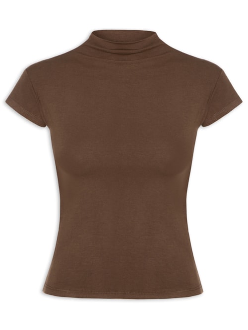 Camiseta Feminina Gola Alta – Marrom