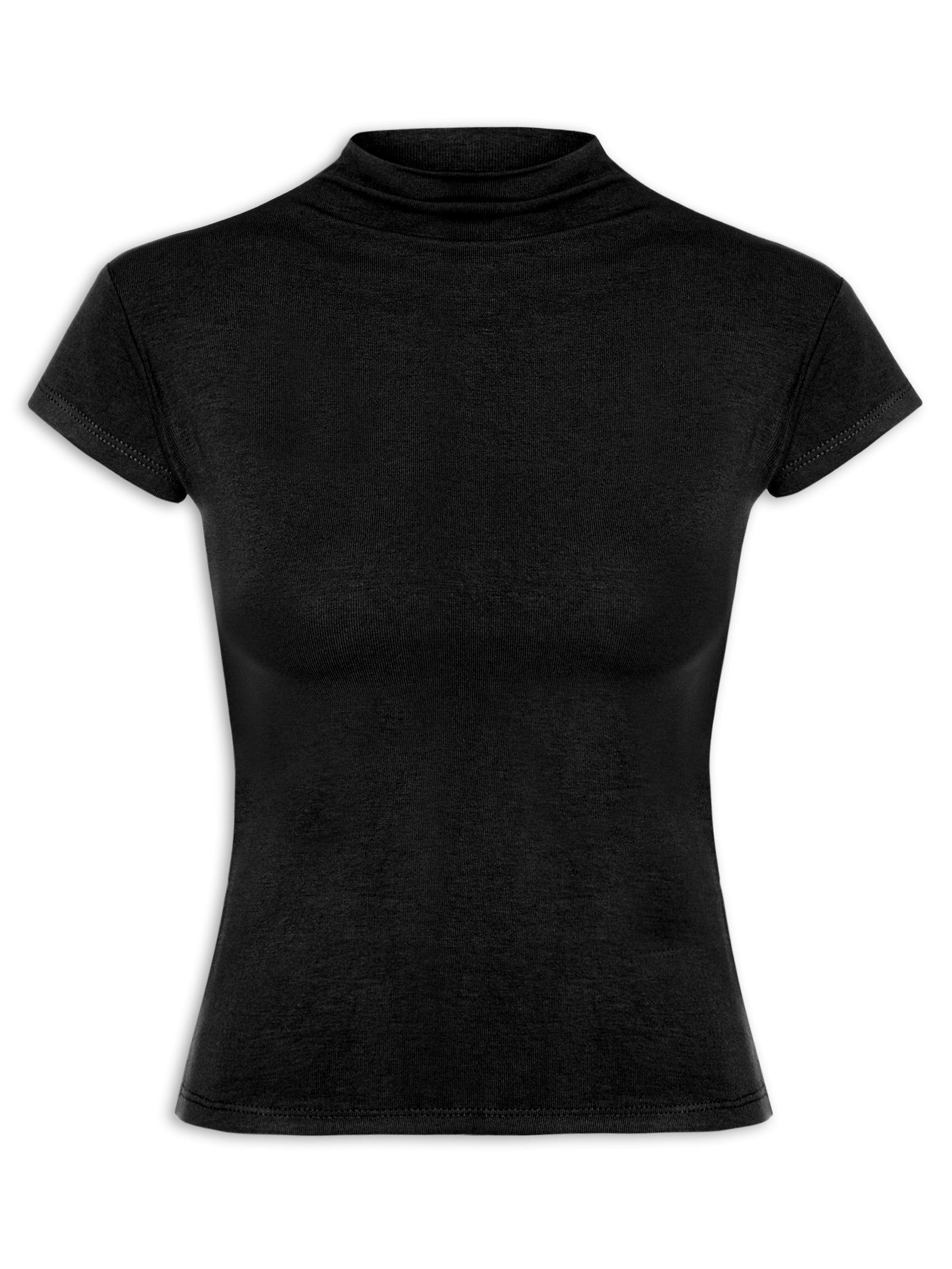 Camiseta Feminina Gola Alta Preto Basiq