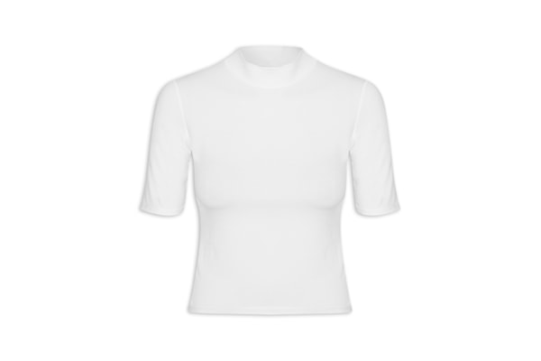 Camiseta Feminina Gola Média Manga Curta - Branco
