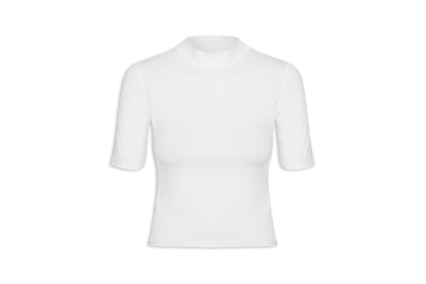 Camiseta Feminina Gola Média Manga Curta - Branco
