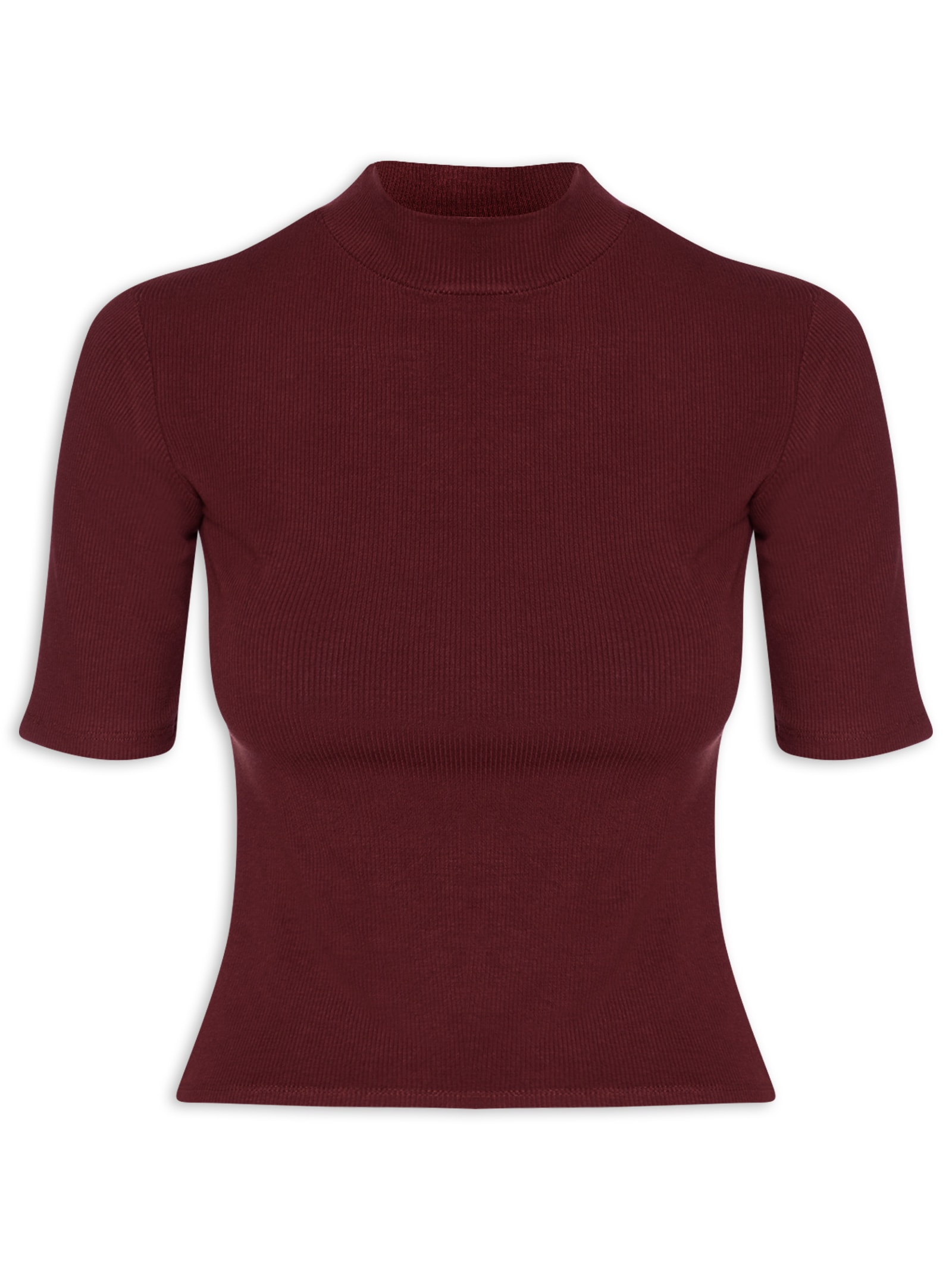 Camiseta Feminina Gola Média Manga Curta Vermelho Basiq