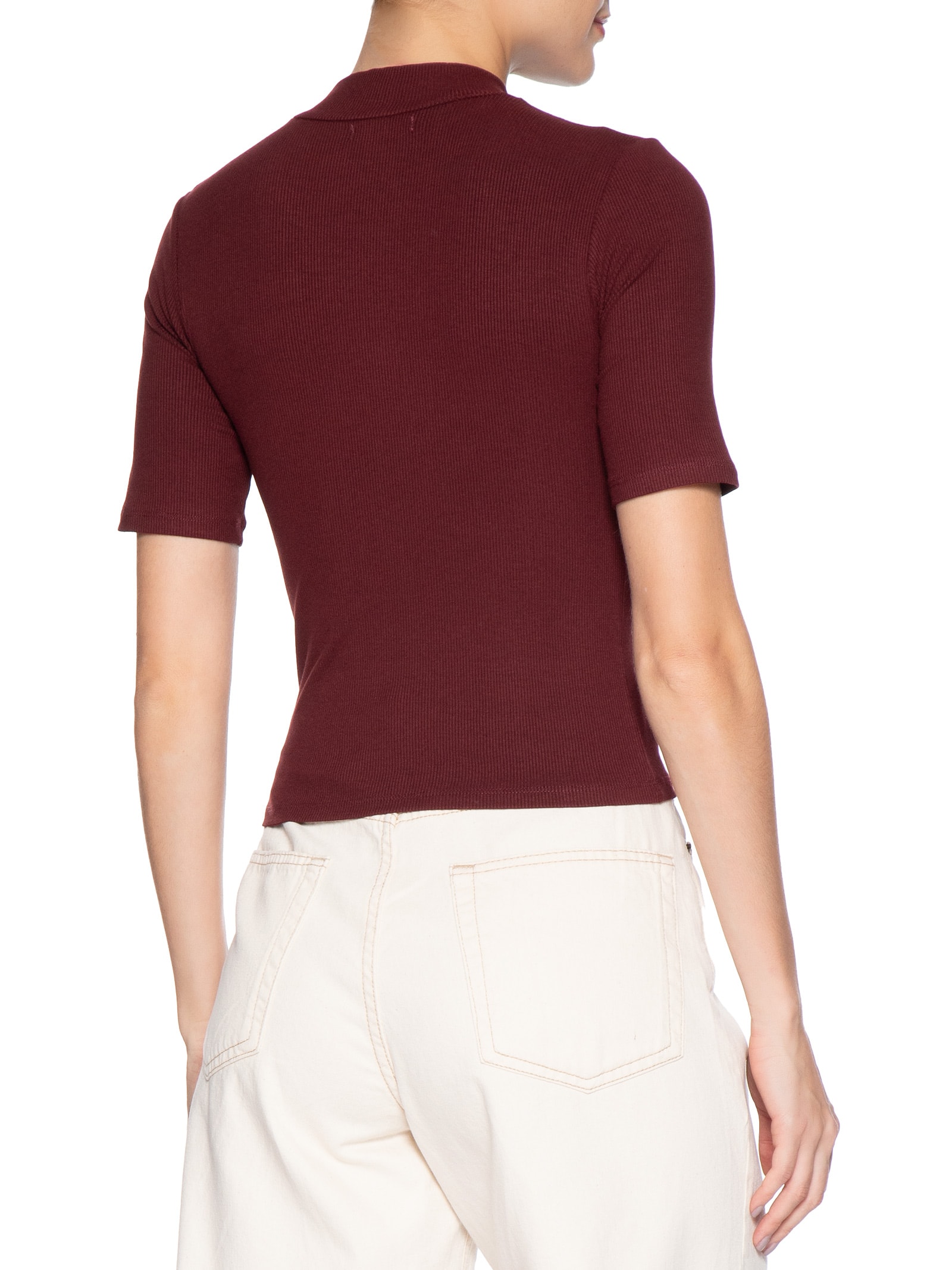 Camiseta Feminina Gola Média Manga Curta Vermelho Basiq