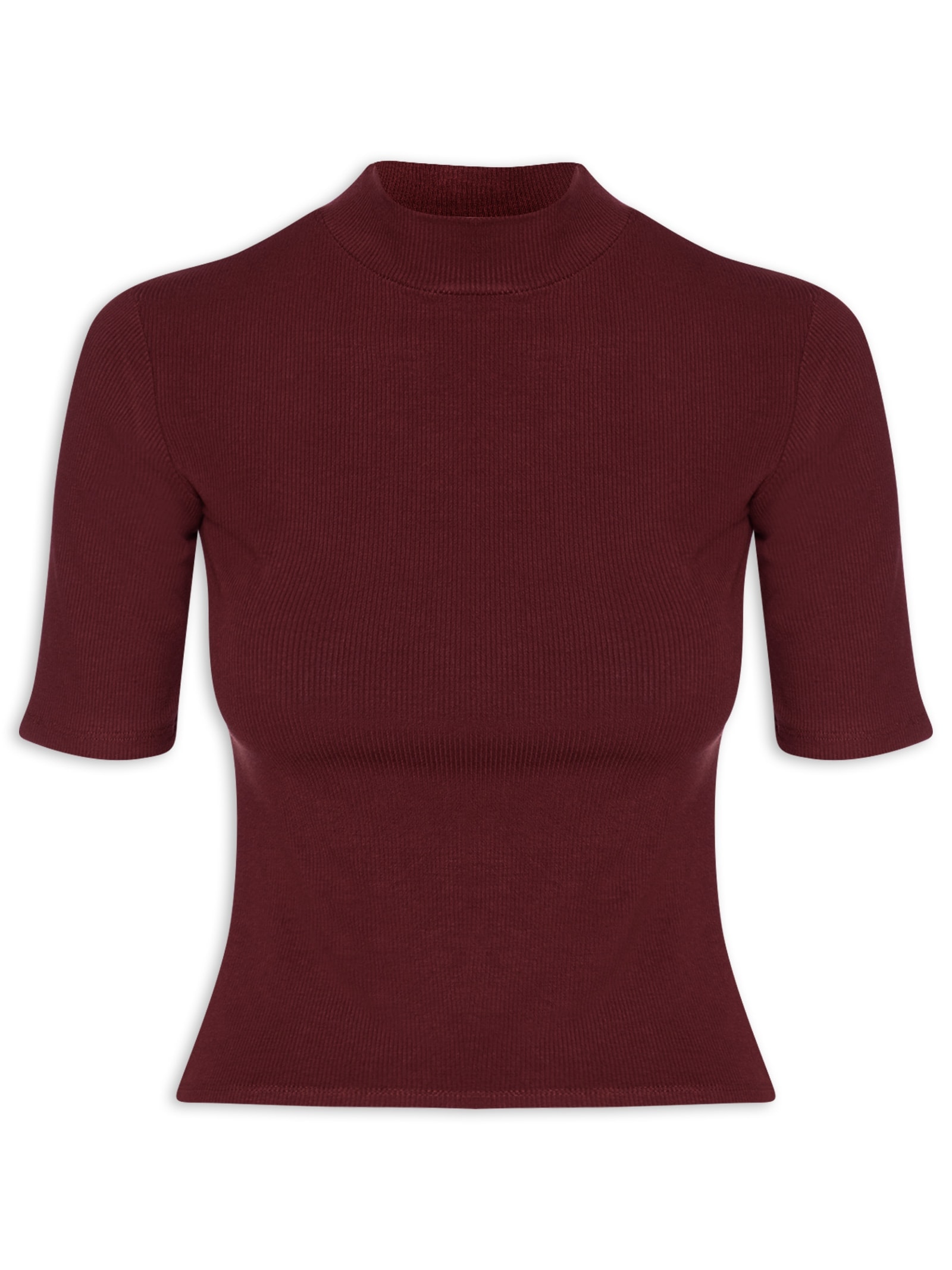 Camiseta Feminina Gola Média Manga Curta Vermelho Basiq