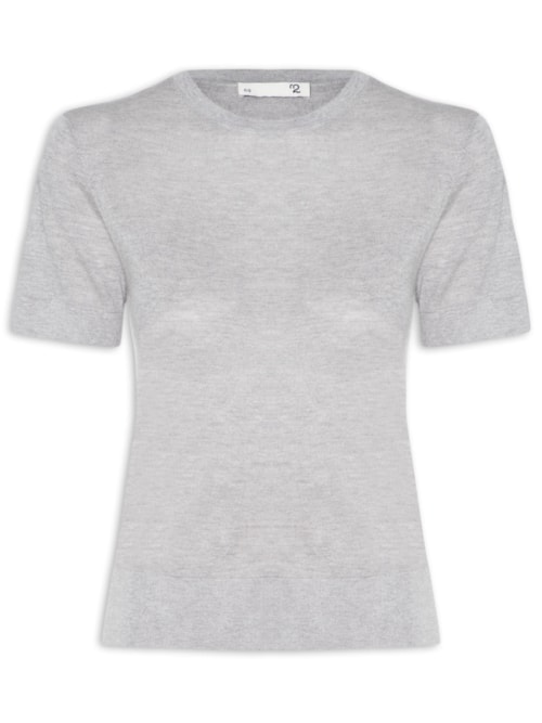 Camiseta Feminina Gola Redonda Seda com Cashmere – Cinza
