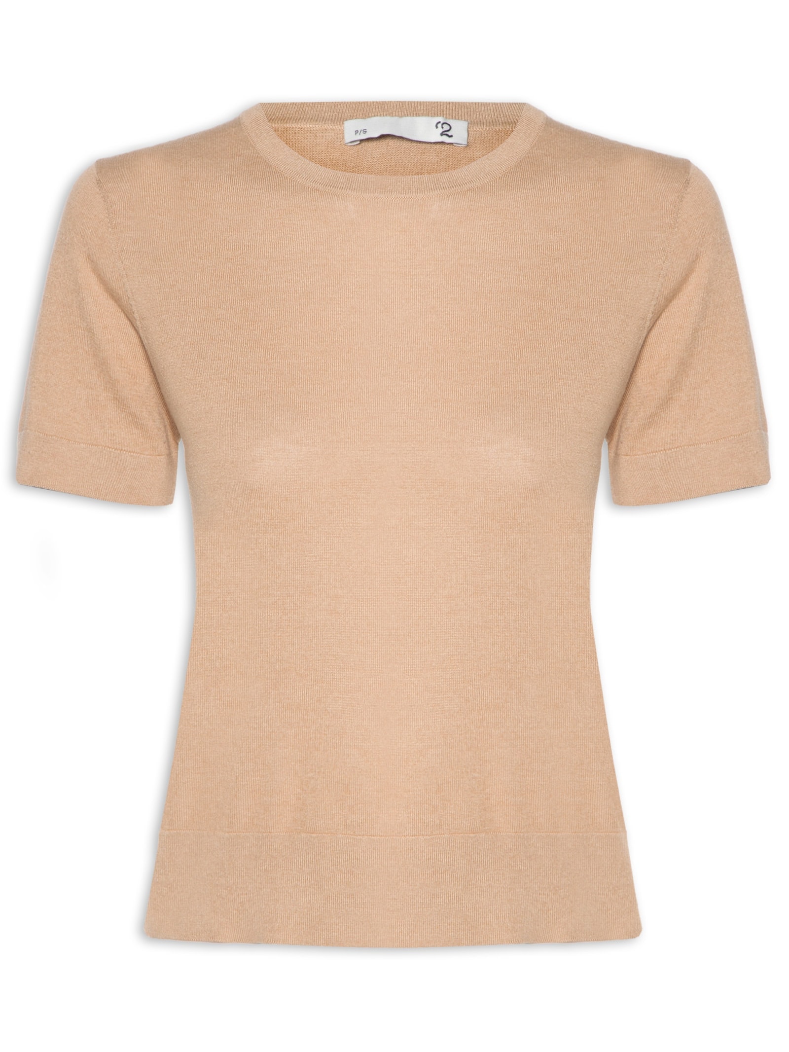 Camiseta Feminina Gola Redonda Seda com Cashmere Marrom '2Essential