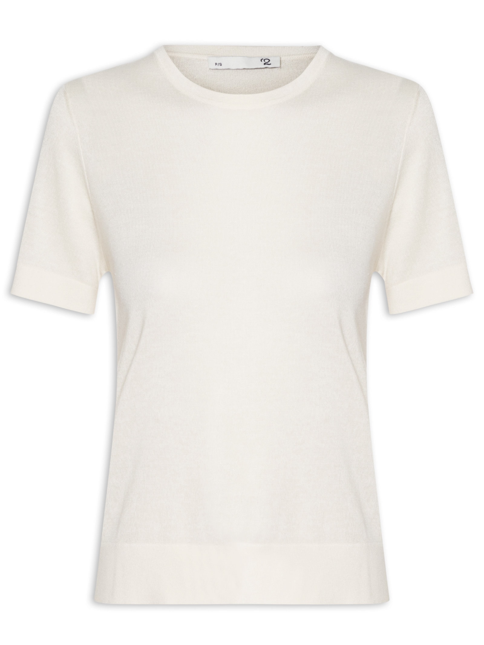 Camiseta Feminina Gola Redonda Seda com Cashmere Off White '2Essential