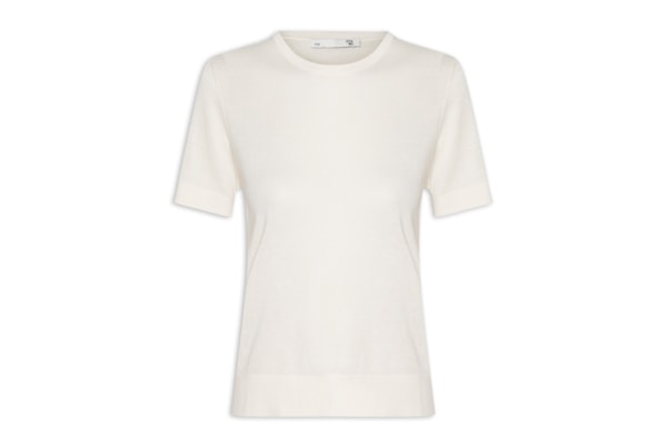 Camiseta Feminina Gola Redonda Seda com Cashmere - Off White