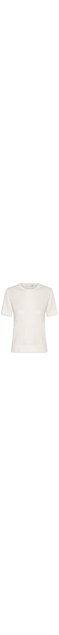 Camiseta Feminina Gola Redonda Seda com Cashmere - Off White