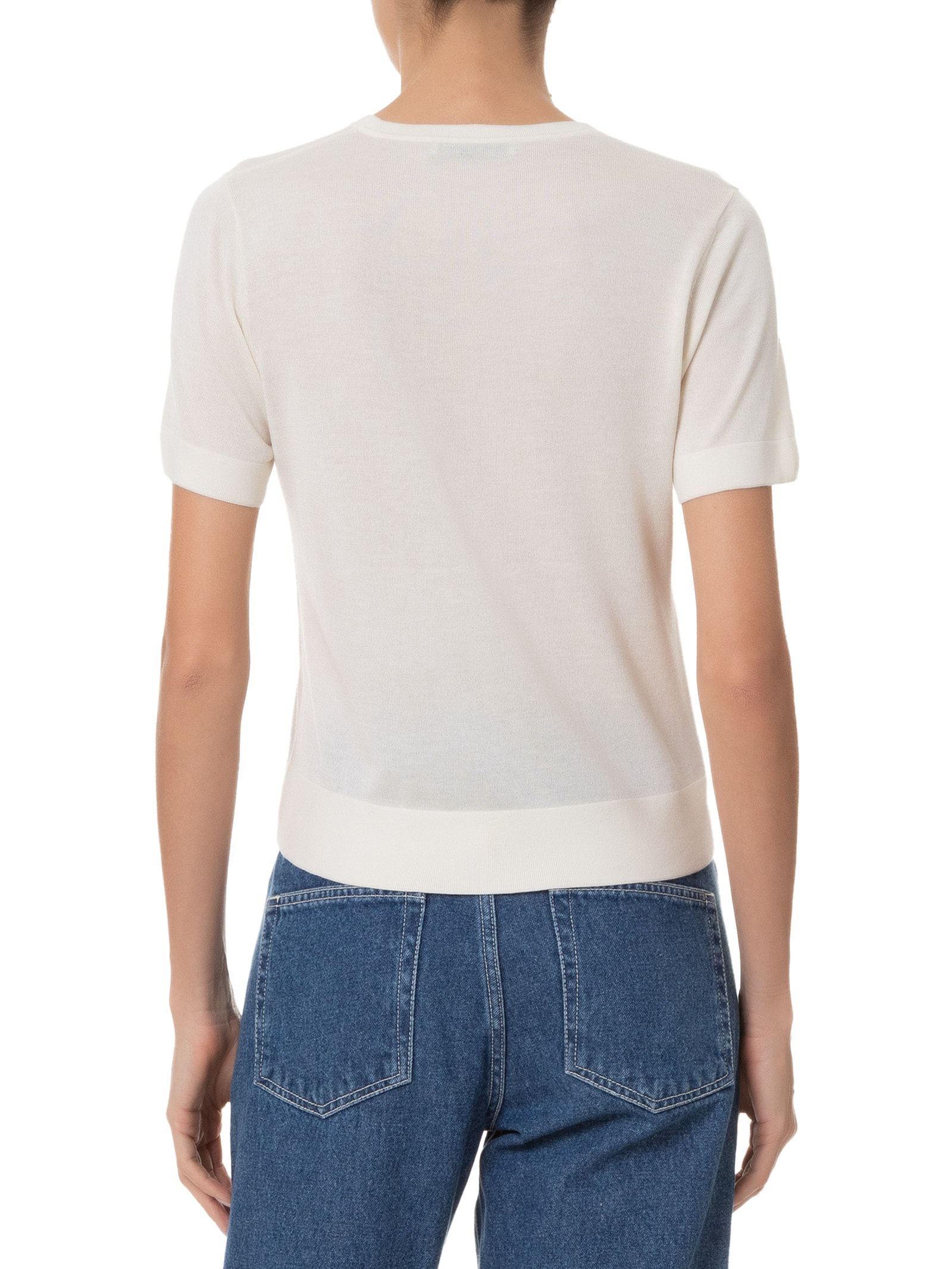 Camiseta Feminina Gola Redonda Seda com Cashmere Off White '2Essential