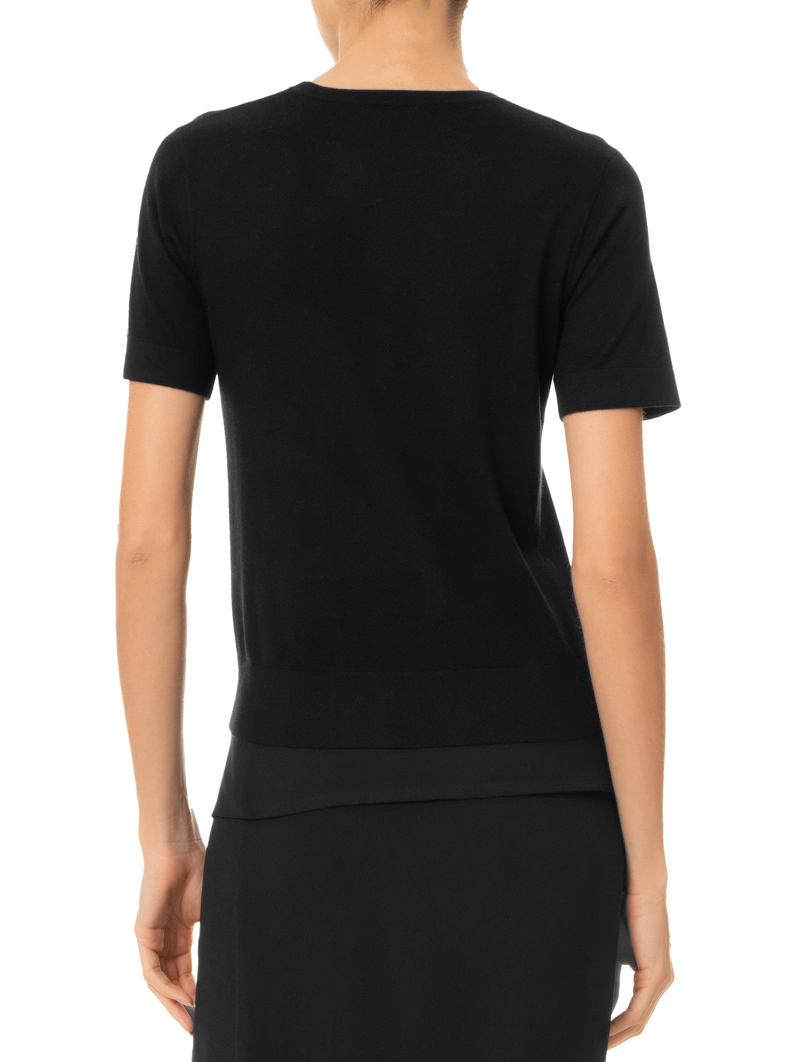 Camiseta Feminina Gola Redonda Seda com Cashmere Preto '2Essential