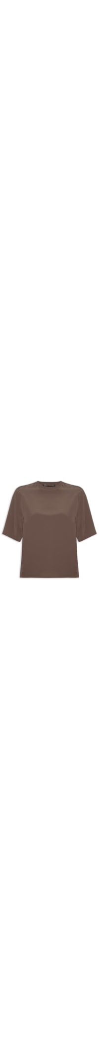 Camiseta Feminina Gola Rib - Marrom