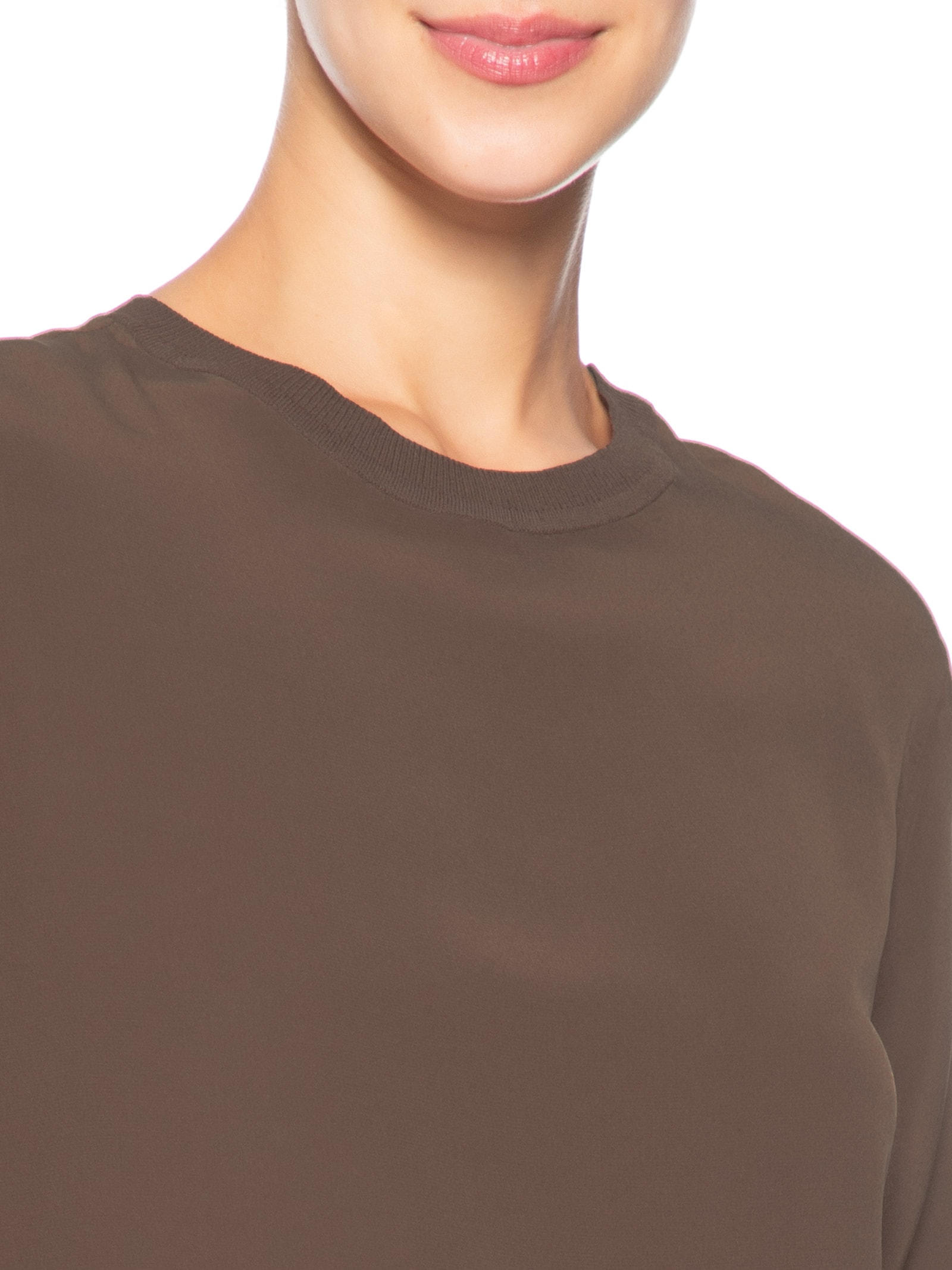 Camiseta Feminina Gola Rib Marrom Animale