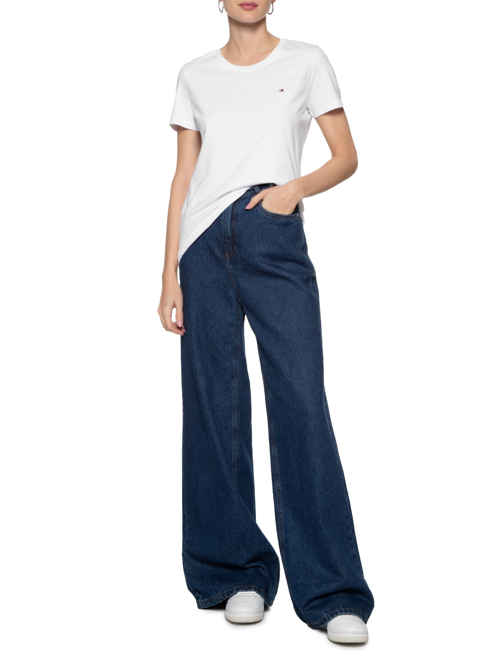 Camiseta Feminina Heritage Crew Neck Tee Branco Tommy Hilfiger