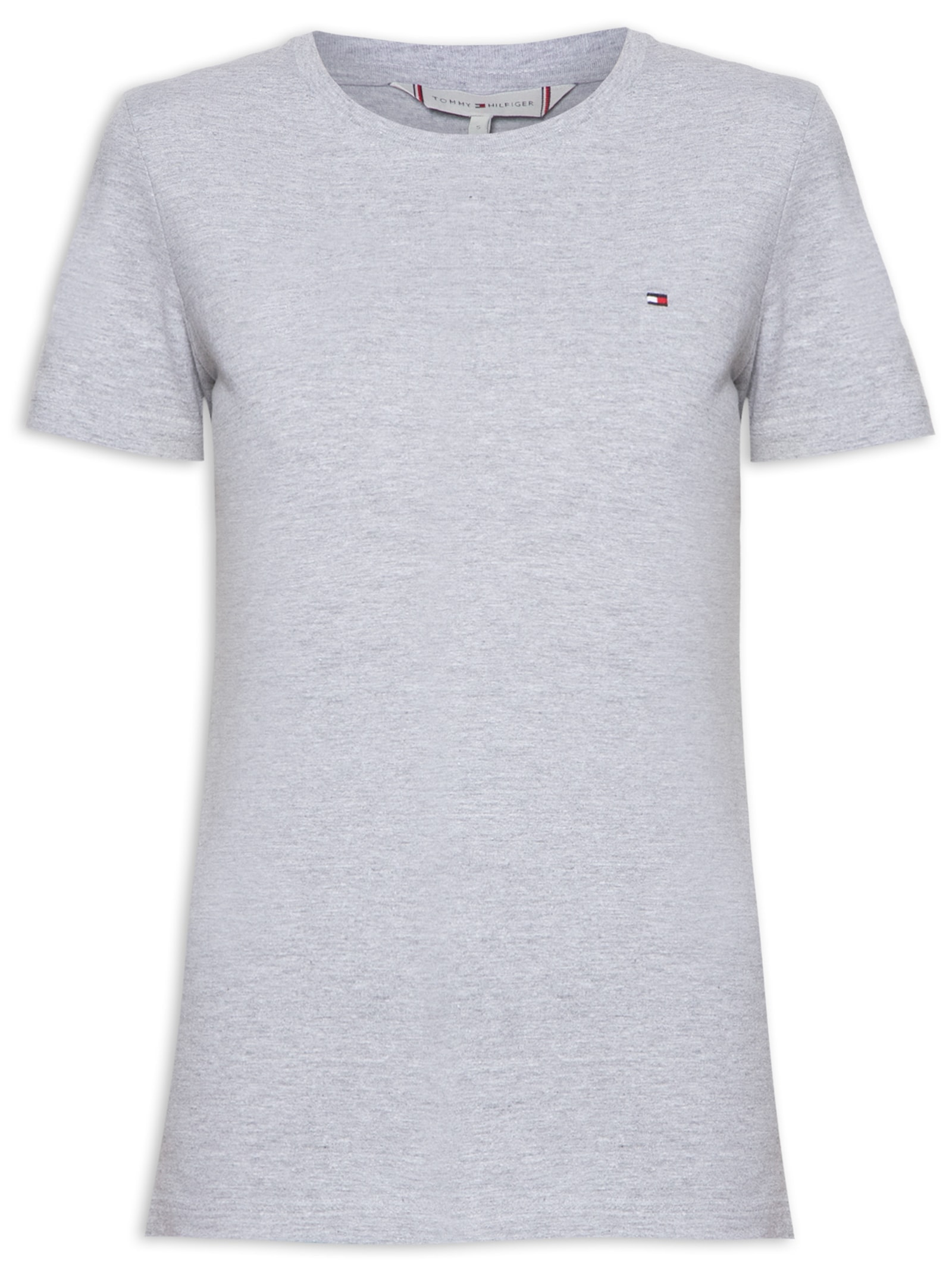 Camiseta Feminina Heritage Crew Neck Tee Cinza Tommy Hilfiger