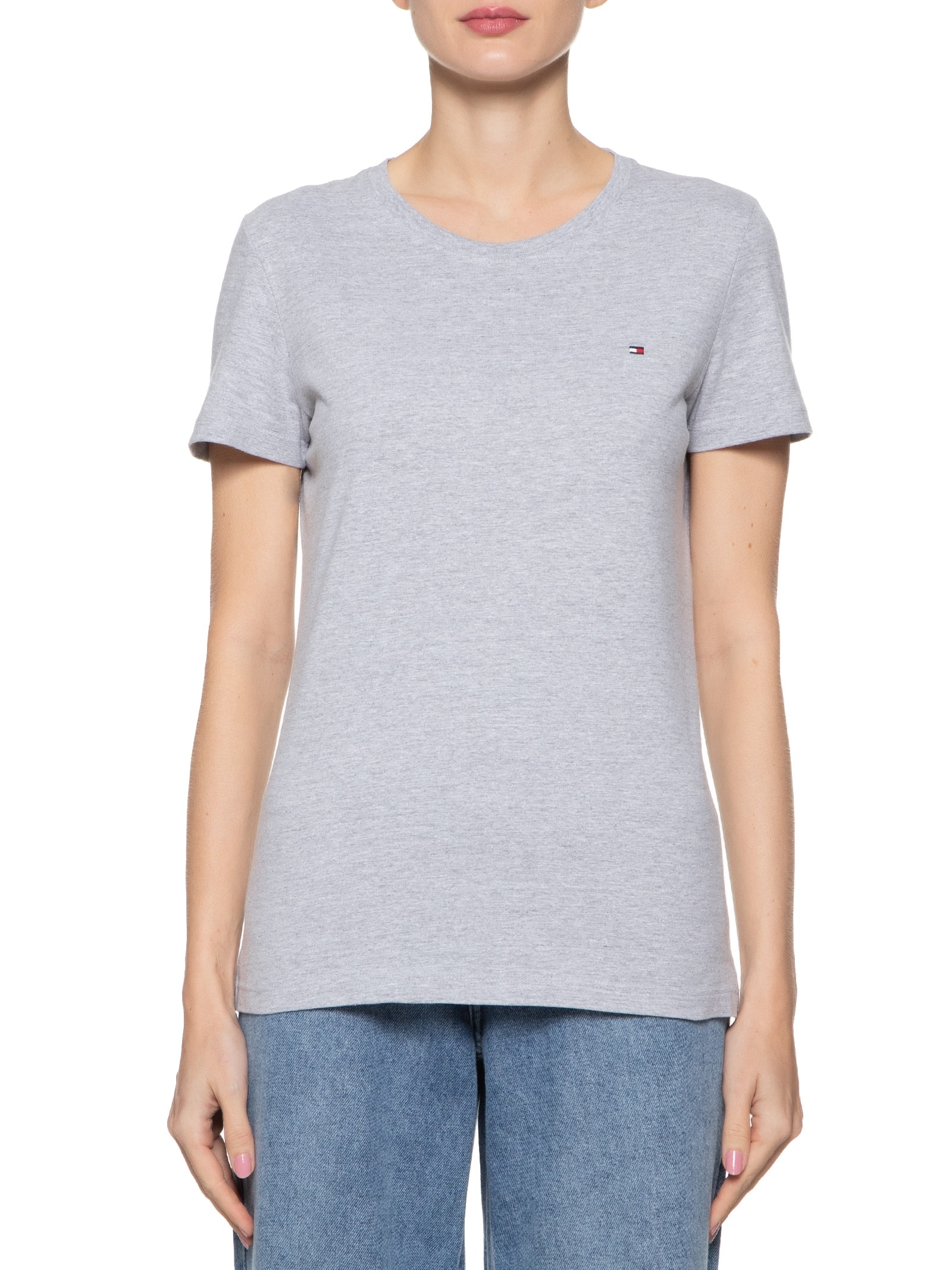 Camiseta Feminina Heritage Crew Neck Tee Cinza Tommy Hilfiger