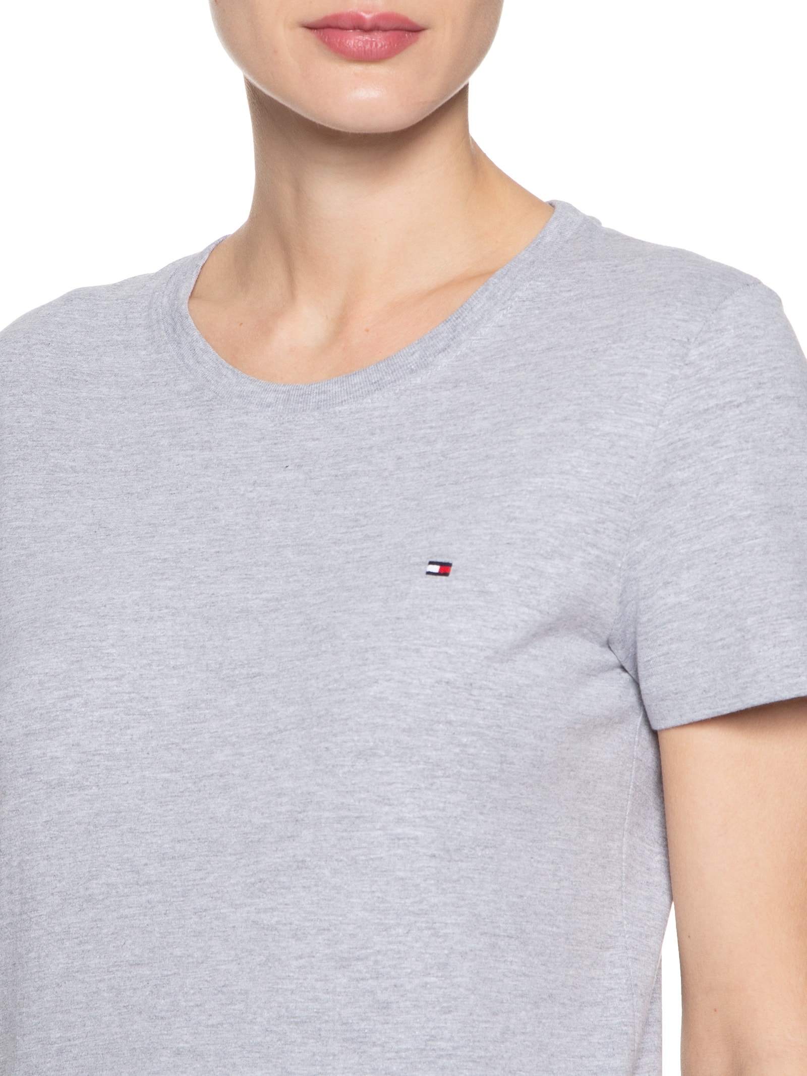 Camiseta Feminina Heritage Crew Neck Tee Cinza Tommy Hilfiger
