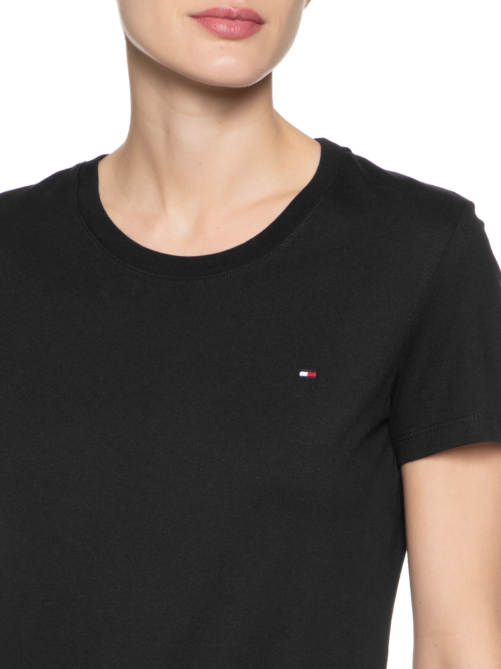 Camiseta Feminina Heritage Crew Neck Tee Preto Tommy Hilfiger
