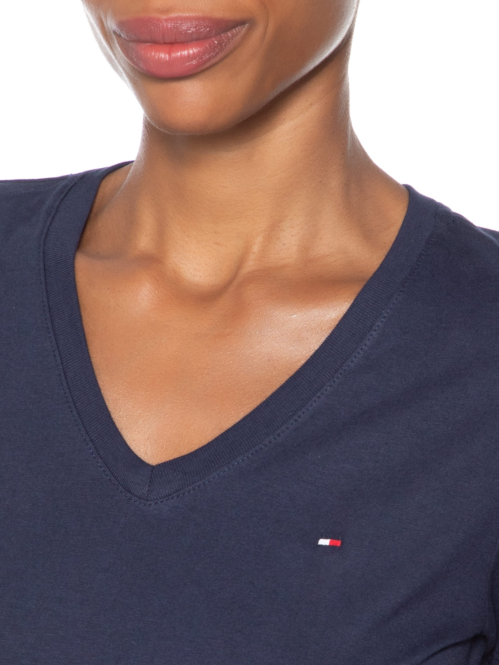 Camiseta Feminina Heritage V Neck Tee Azul Tommy Hilfiger