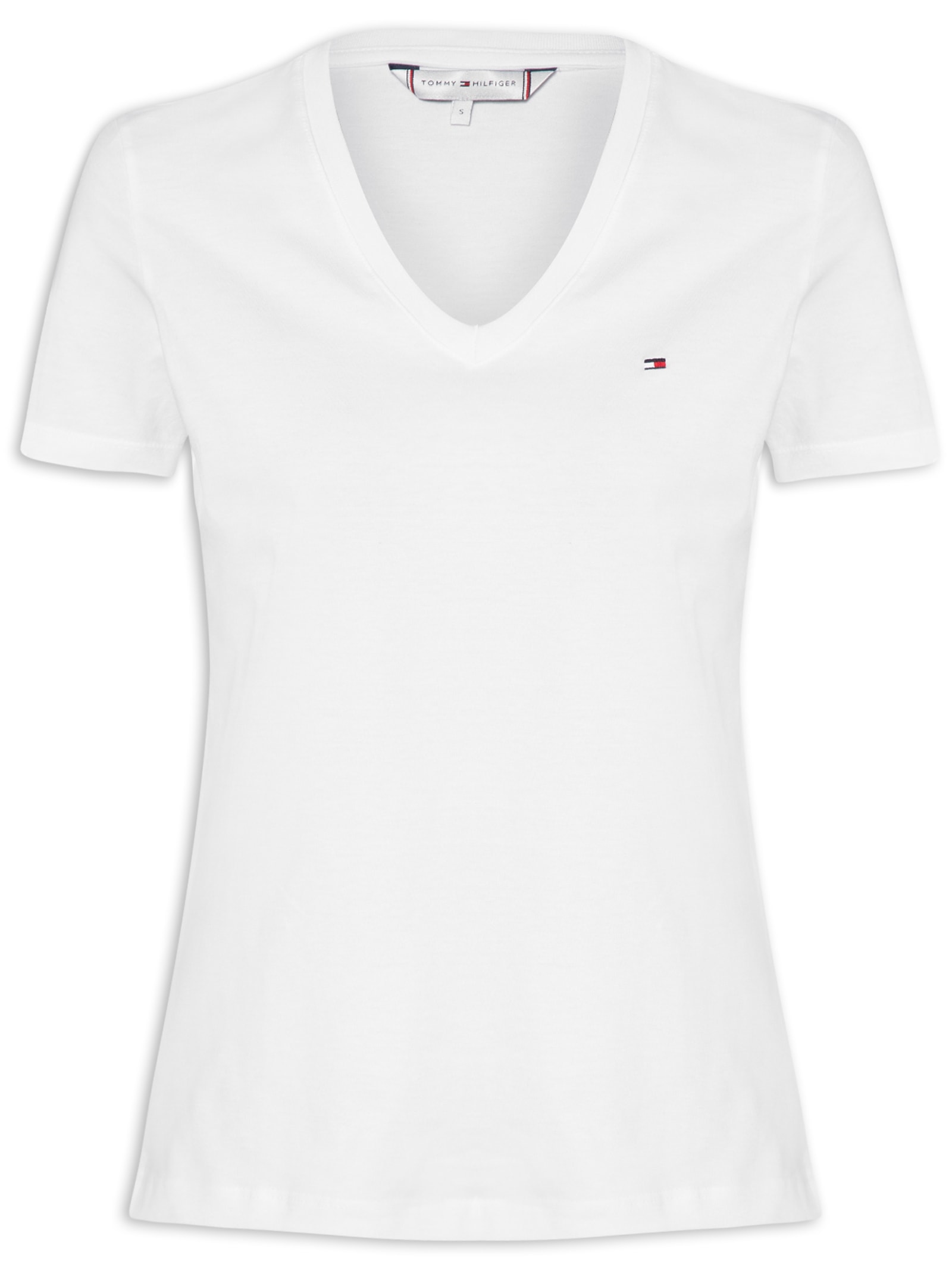 Camiseta Feminina Heritage V Neck Tee Branco Tommy Hilfiger