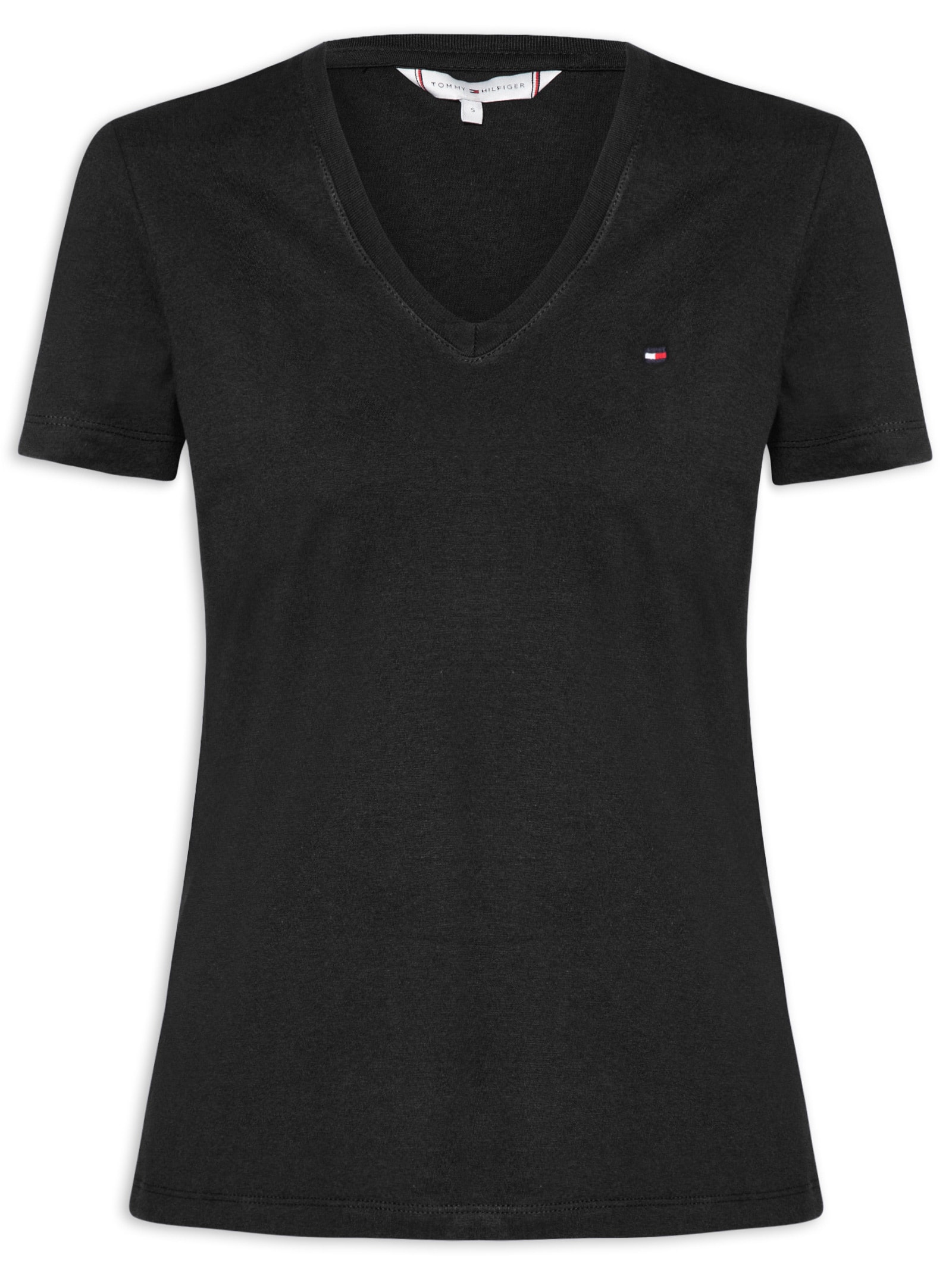 Camiseta Feminina Heritage V Neck Tee Preto Tommy Hilfiger