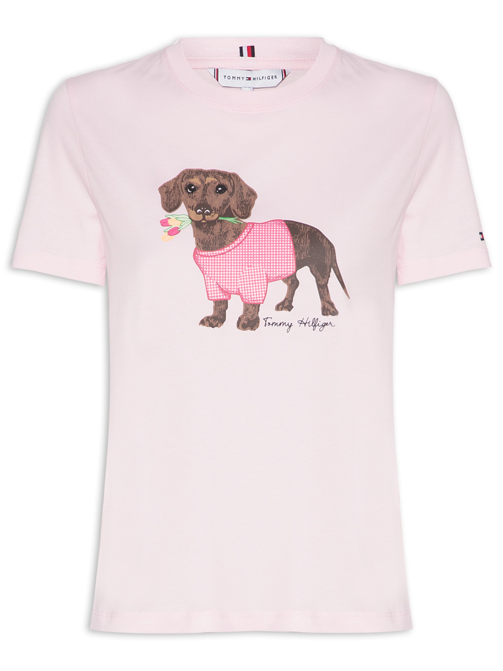 Camiseta Feminina Heritage V-Neck Tee Rosa Tommy Hilfiger