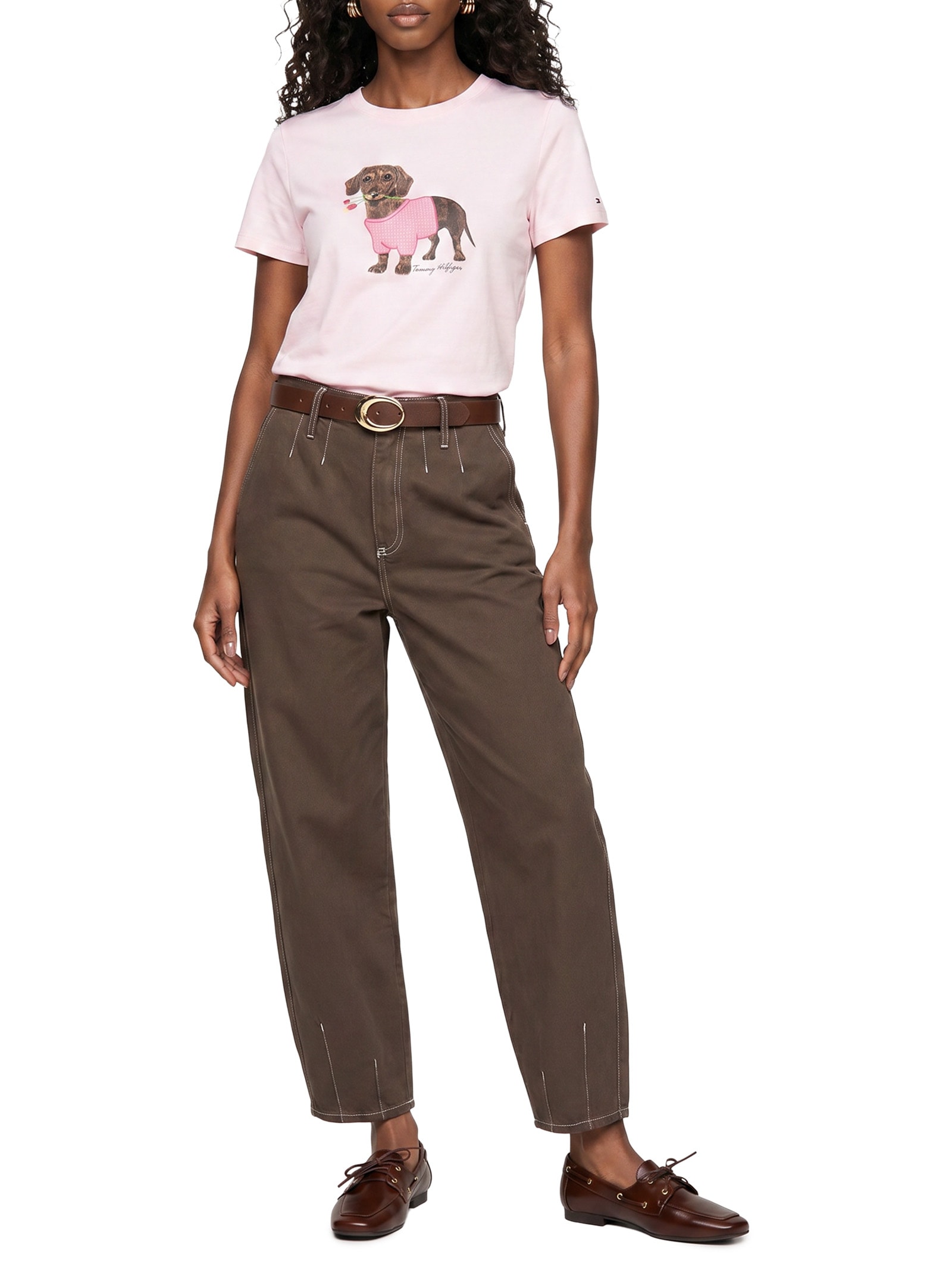 Camiseta Feminina Heritage V-Neck Tee Rosa Tommy Hilfiger