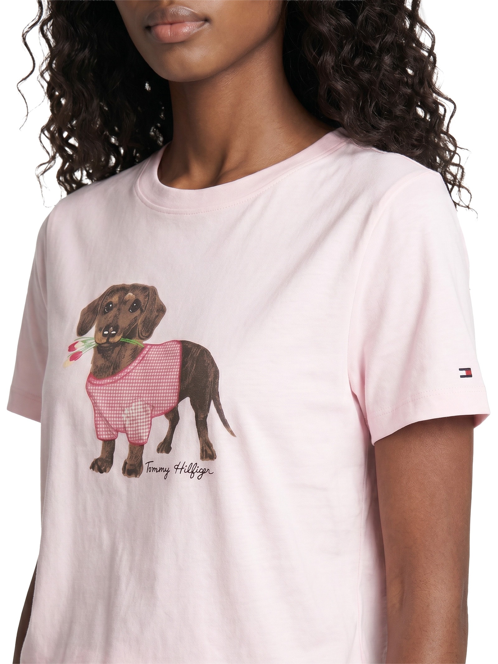 Camiseta Feminina Heritage V-Neck Tee Rosa Tommy Hilfiger