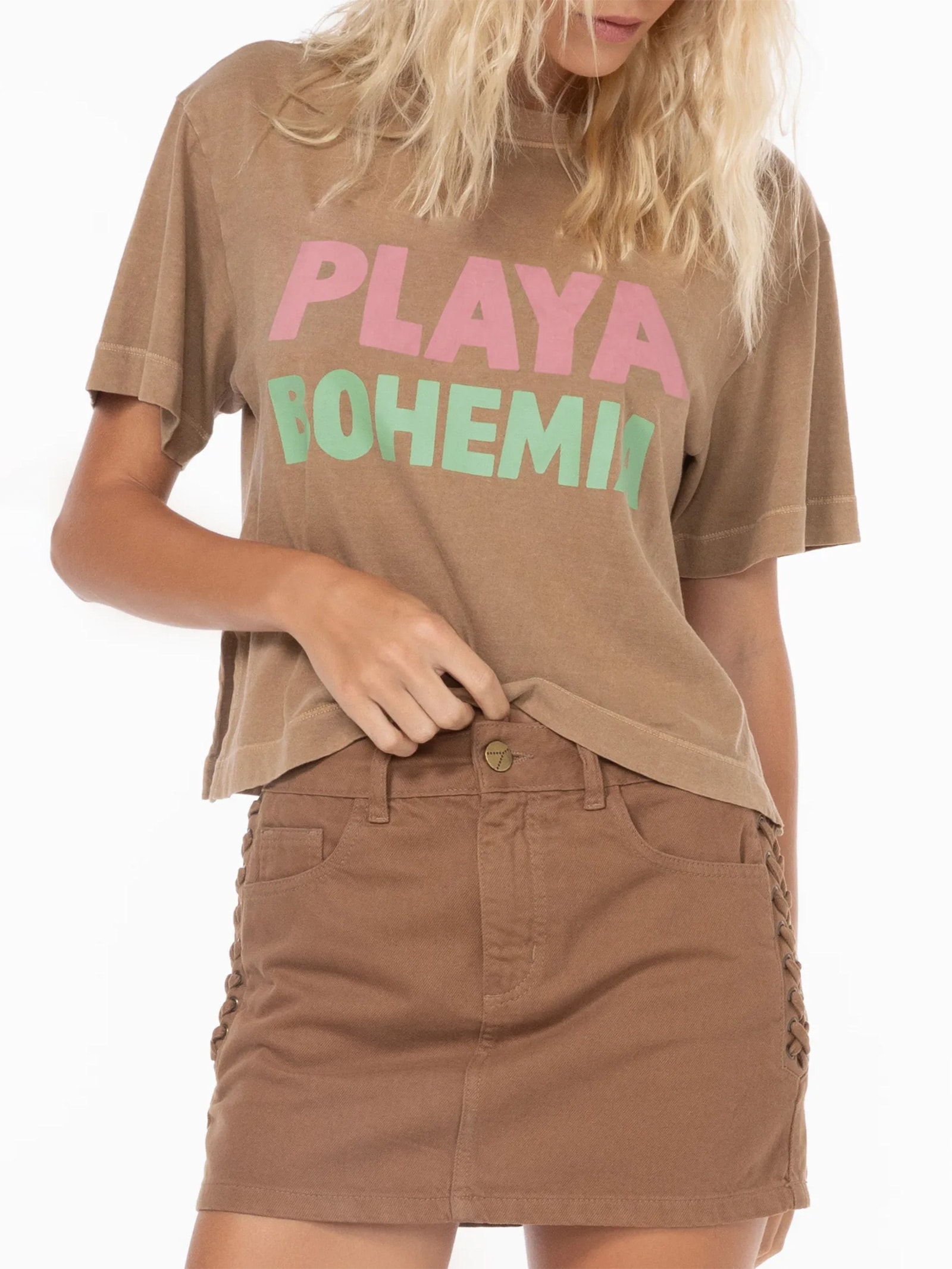 Camiseta Feminina Ibiza Bohemia Marrom Triya