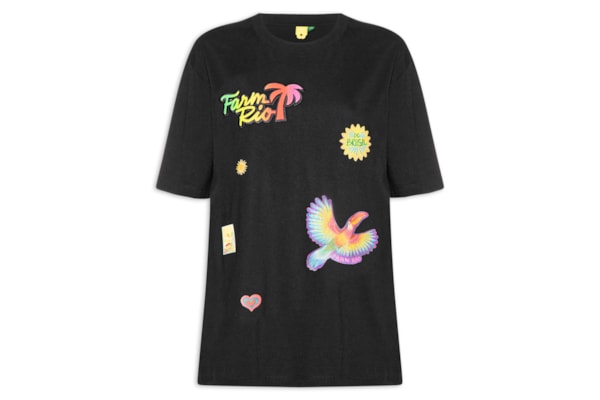 Camiseta Feminina Ipanema Mix Patches - Preto