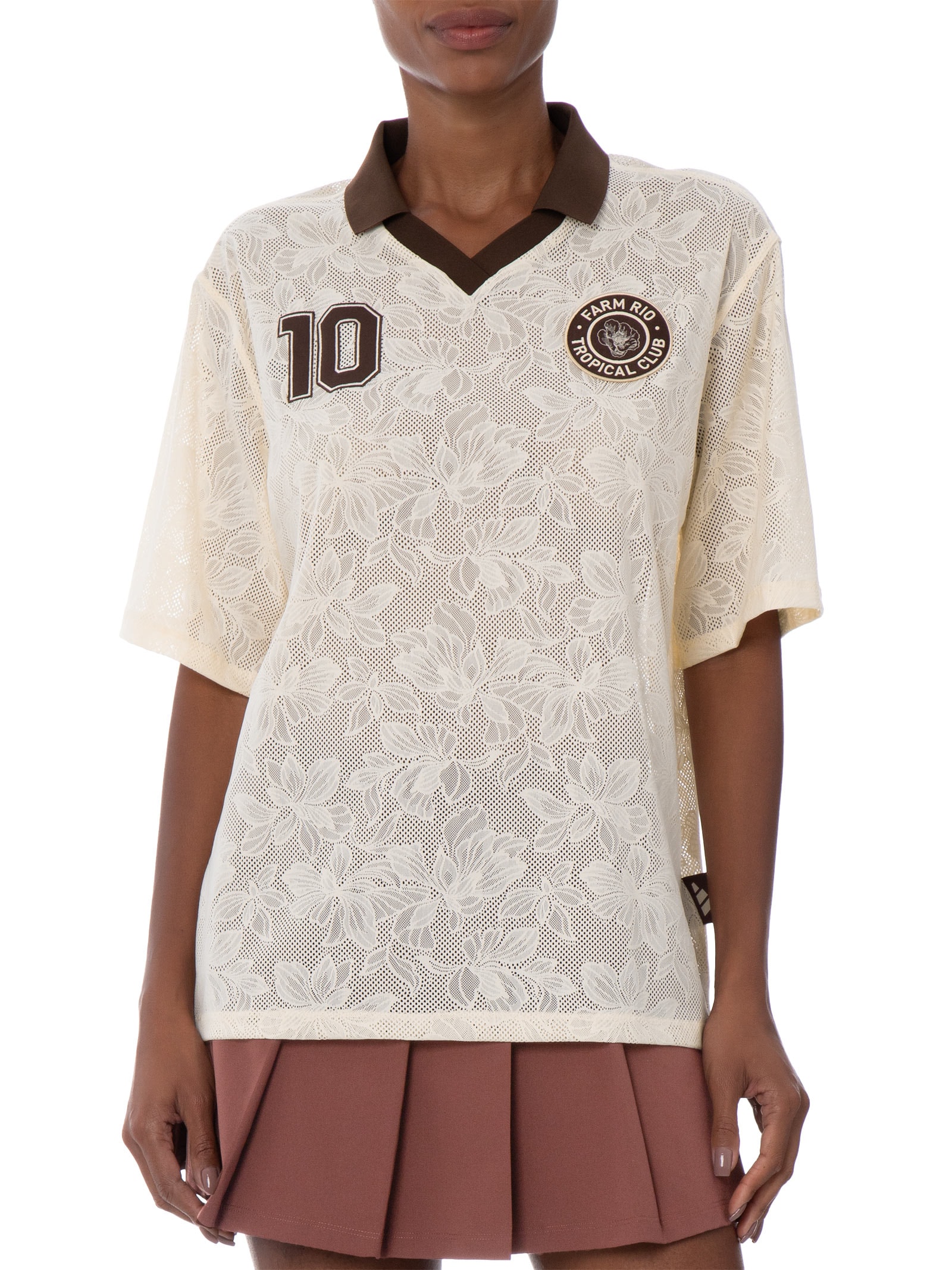Camiseta Feminina Jersey Bege Adidas + Farm