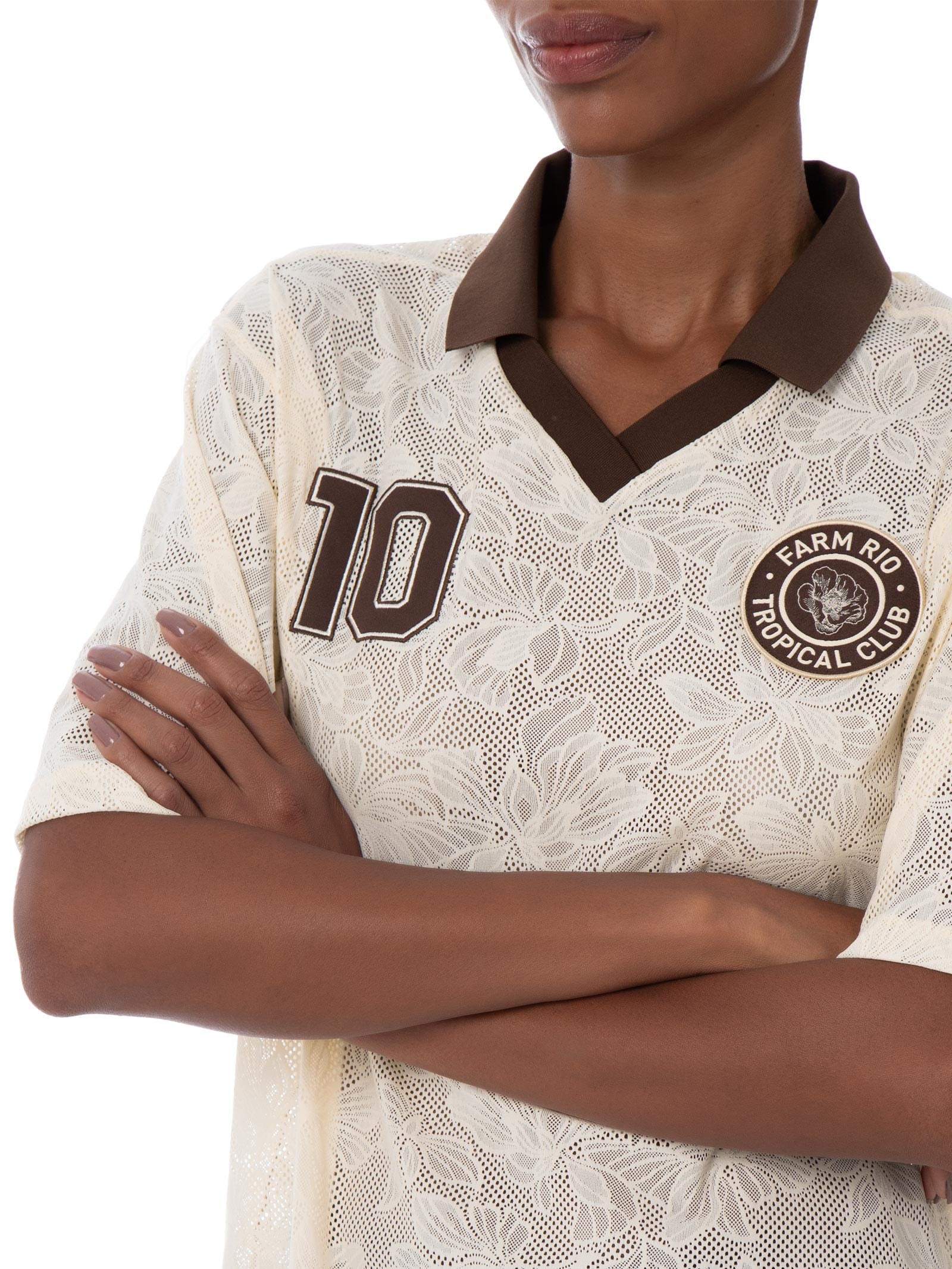 Camiseta Feminina Jersey Bege Adidas + Farm