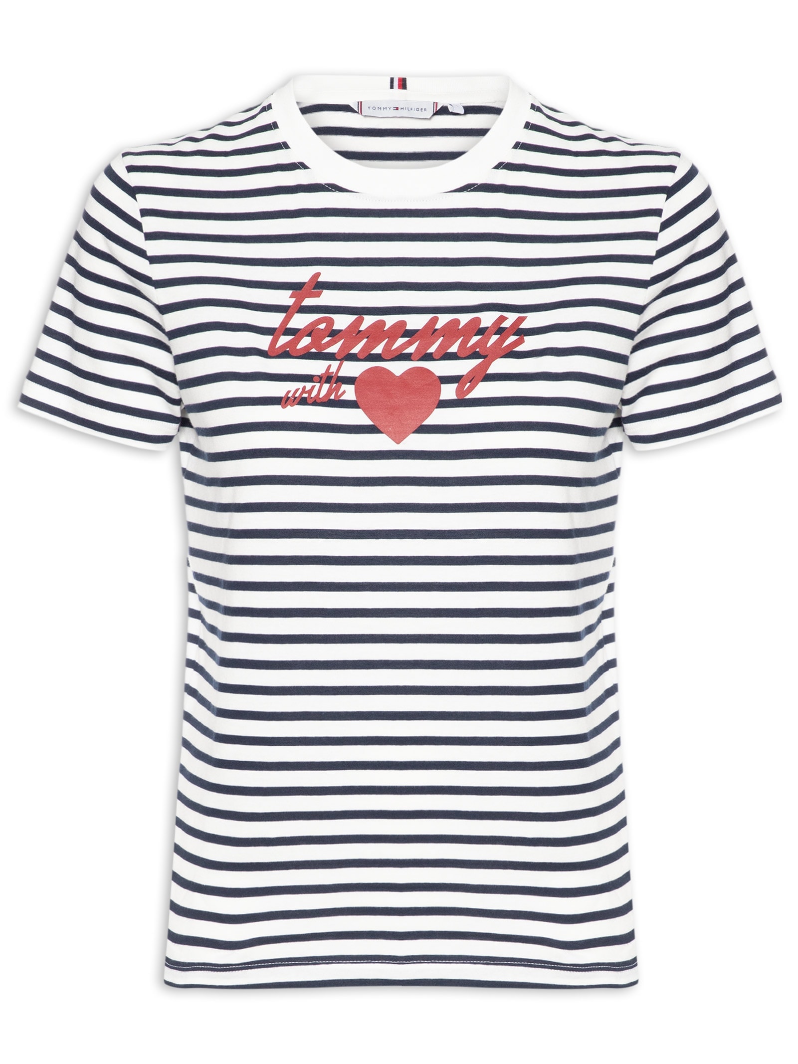 Camiseta Feminina Jersey Reg Love Azul Tommy Hilfiger