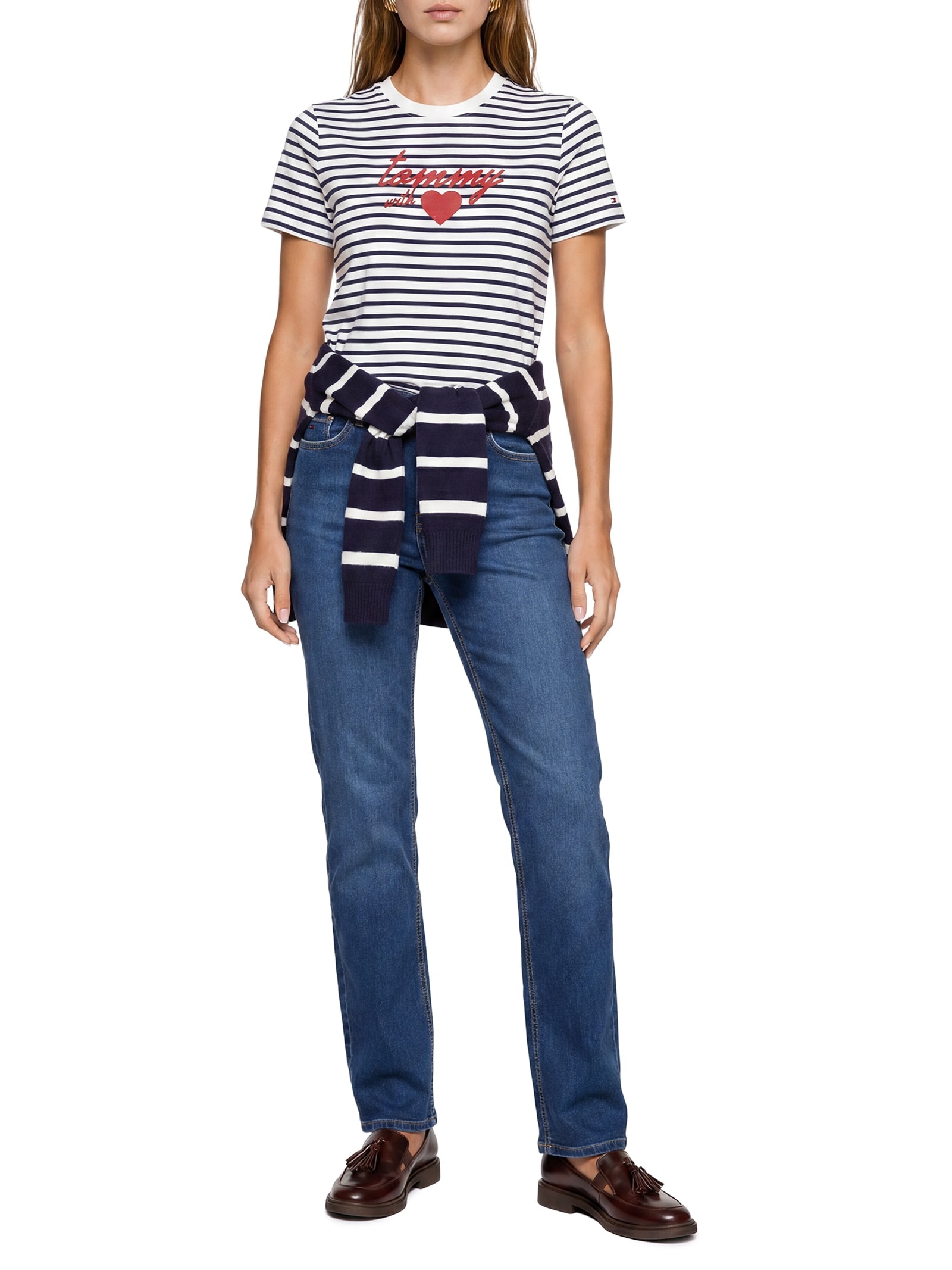 Camiseta Feminina Jersey Reg Love Azul Tommy Hilfiger