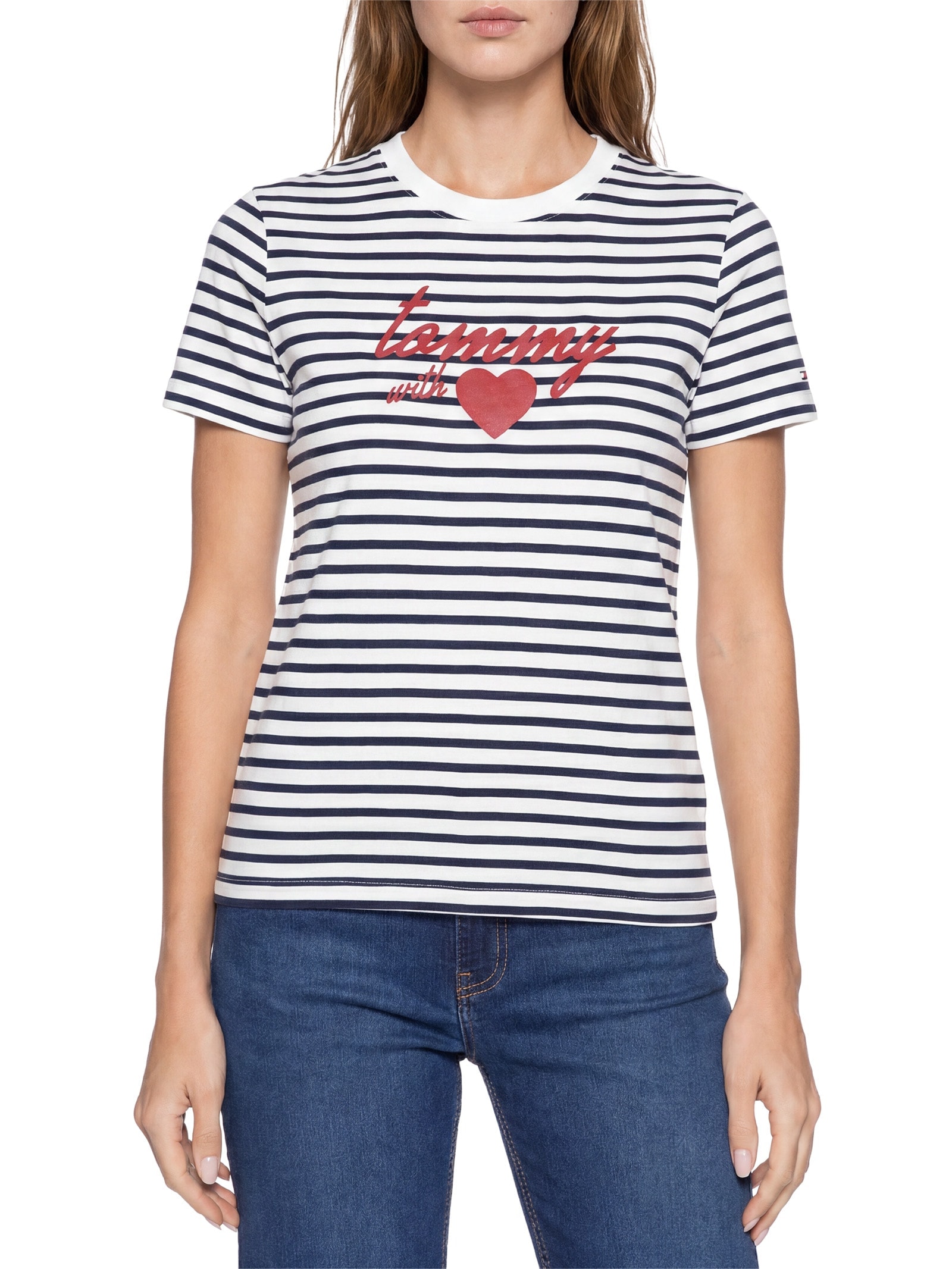 Camiseta Feminina Jersey Reg Love Azul Tommy Hilfiger