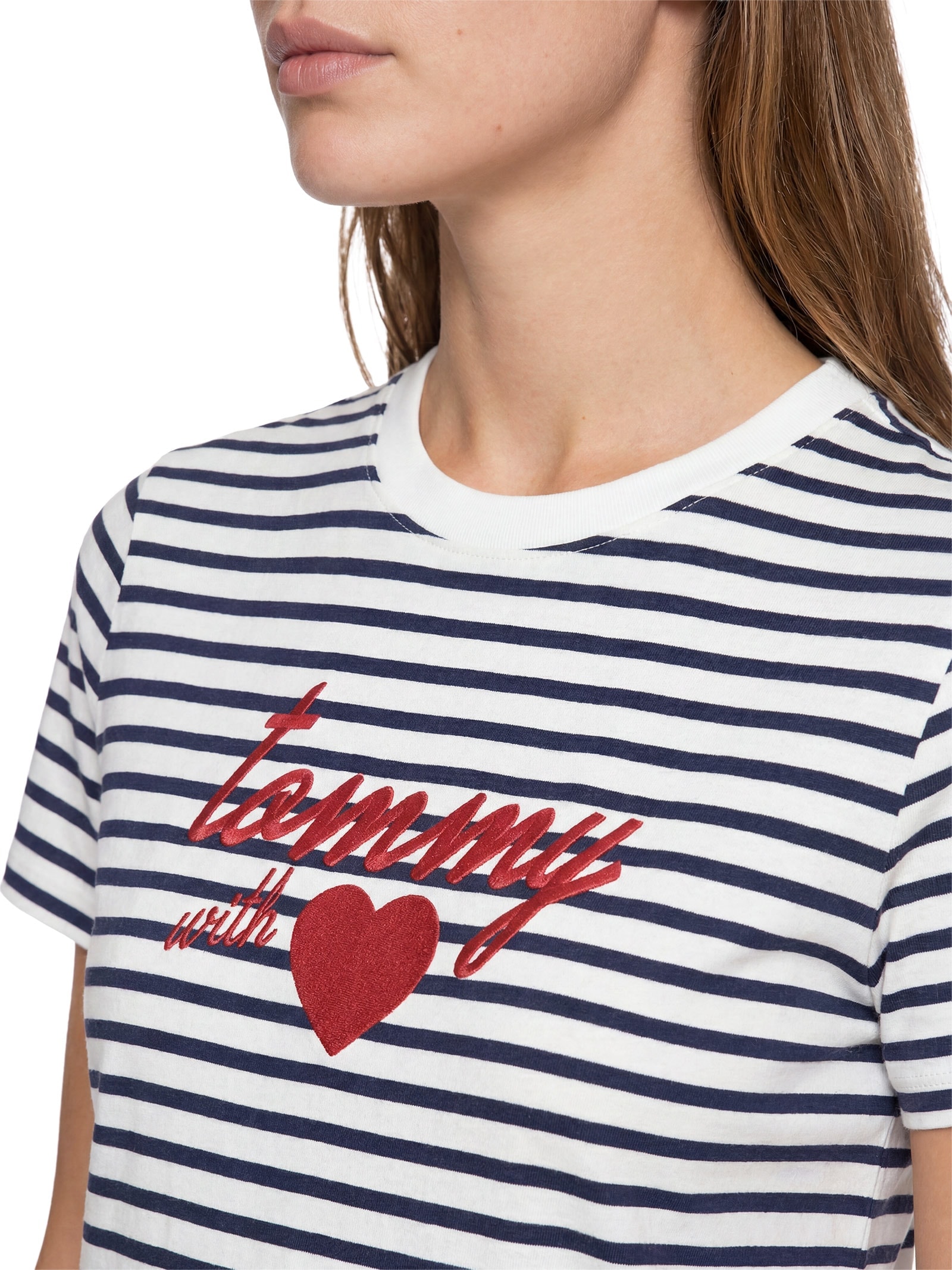 Camiseta Feminina Jersey Reg Love Azul Tommy Hilfiger